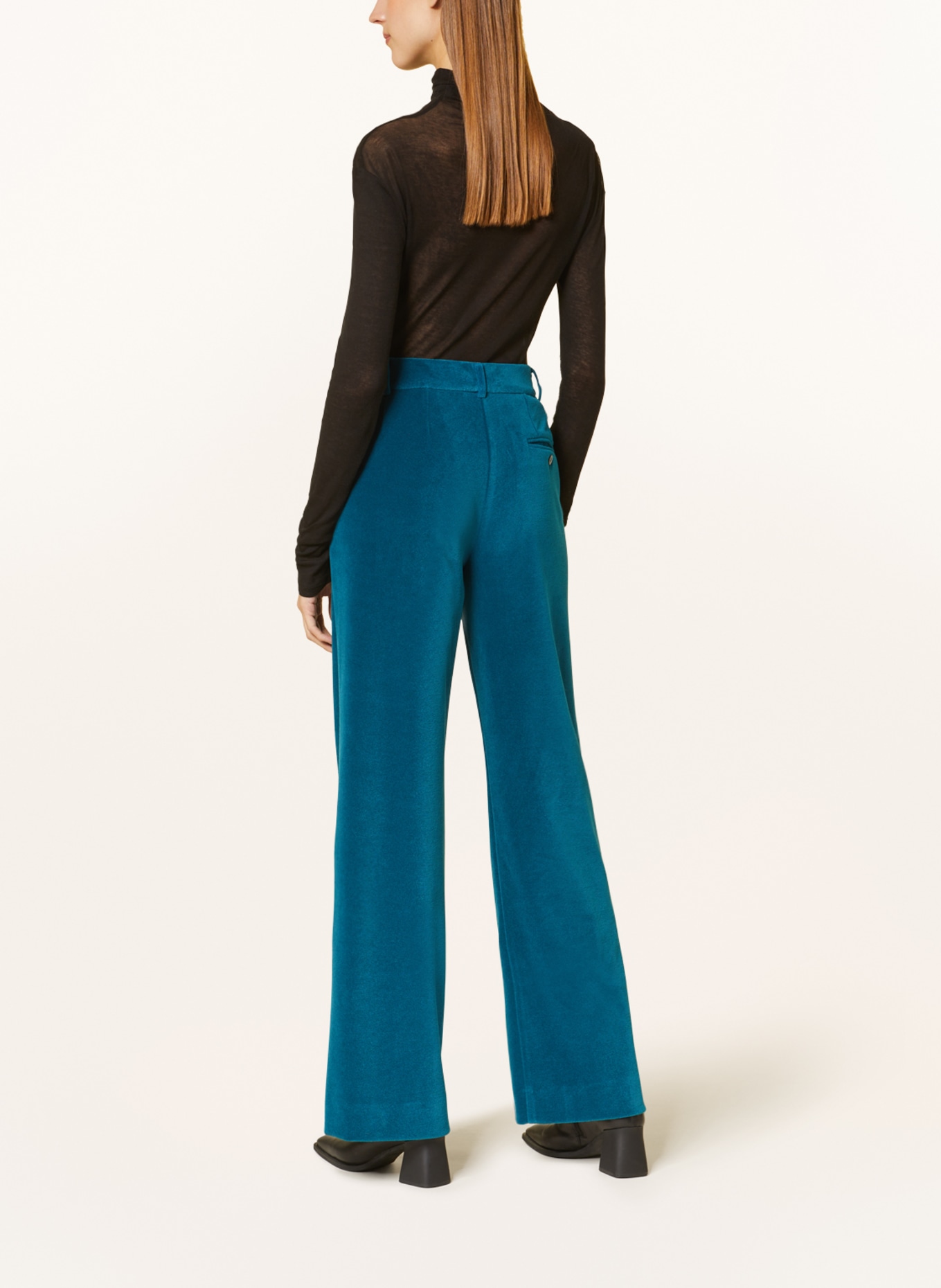 ottod'ame Wide leg trousers made of velvet, Color: TEAL (Image 3)