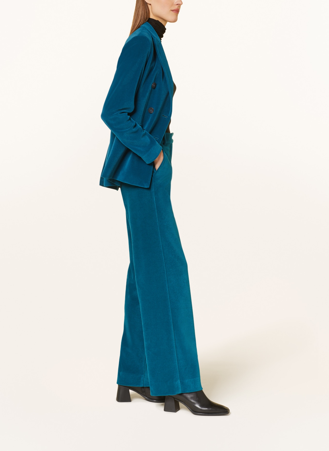 ottod'ame Wide leg trousers made of velvet, Color: TEAL (Image 4)