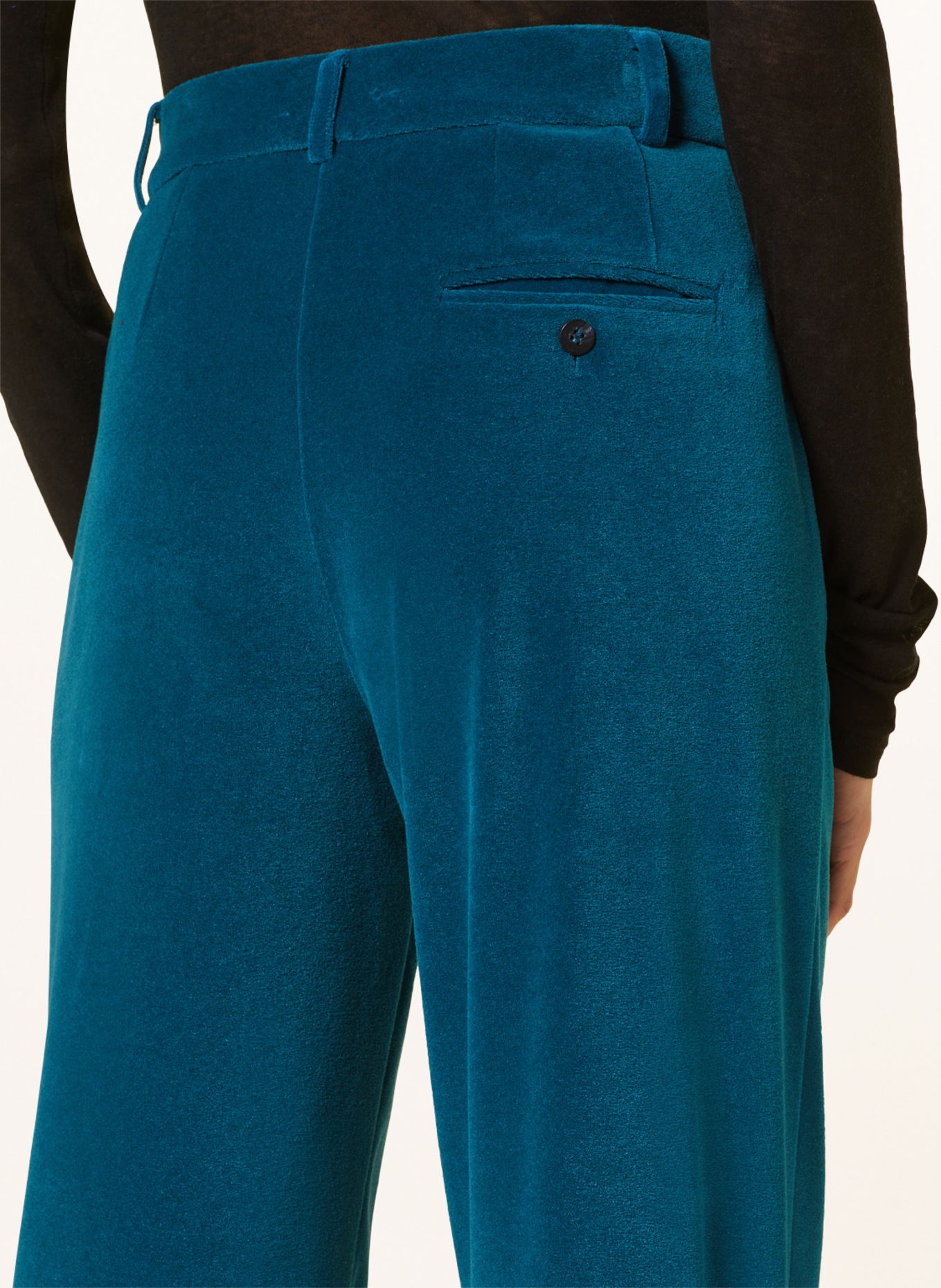 ottod'ame Wide leg trousers made of velvet, Color: TEAL (Image 5)