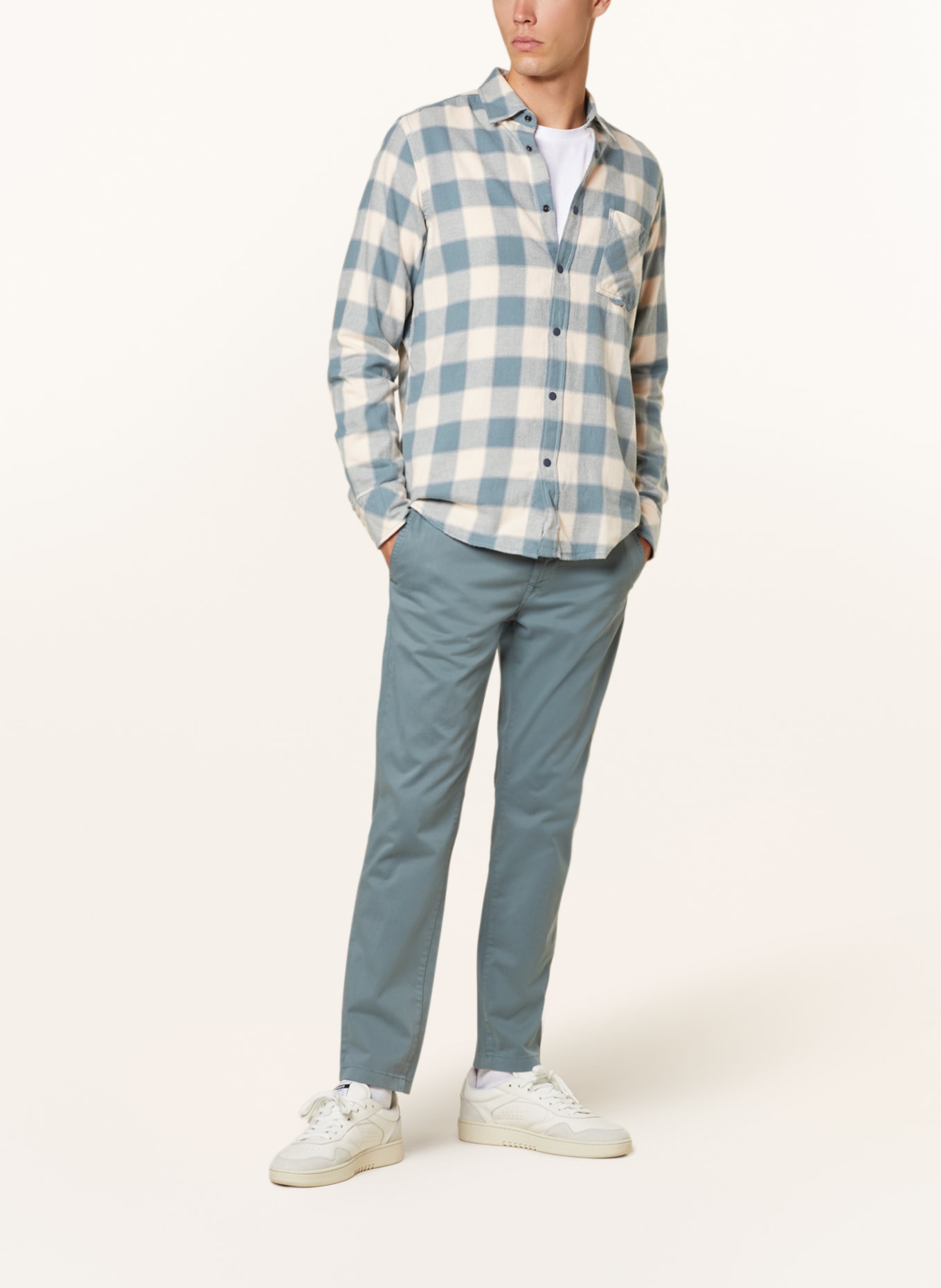 BOSS Flannel shirt RIOU regular fit, Color: WHITE/ TEAL (Image 2)
