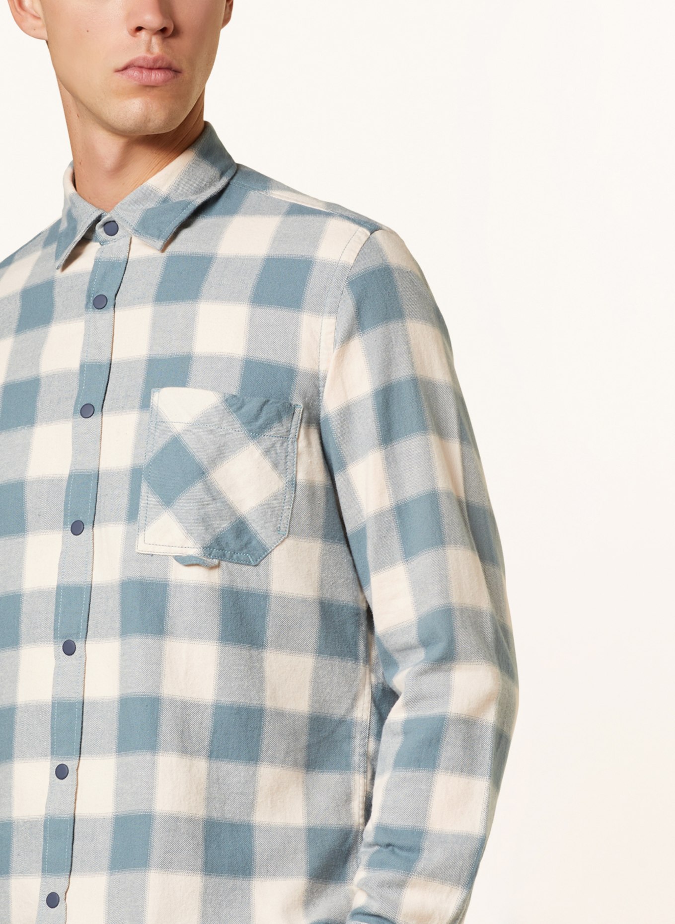 BOSS Flannel shirt RIOU regular fit, Color: WHITE/ TEAL (Image 4)