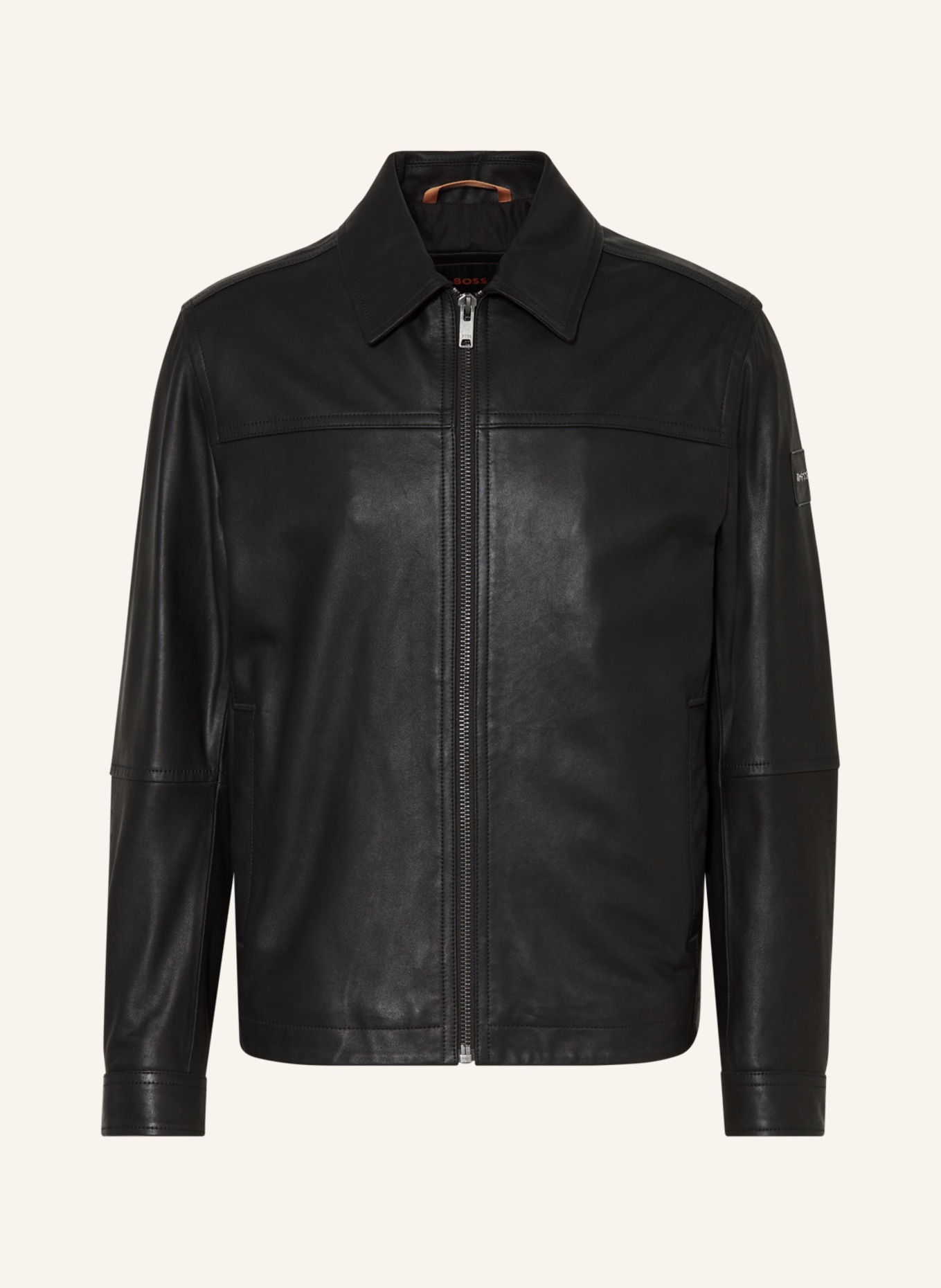 BOSS Leather jacket JOMIR, Color: BLACK (Image 1)