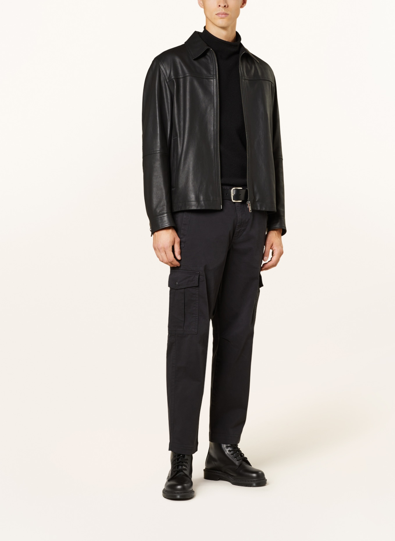 BOSS Leather jacket JOMIR, Color: BLACK (Image 2)