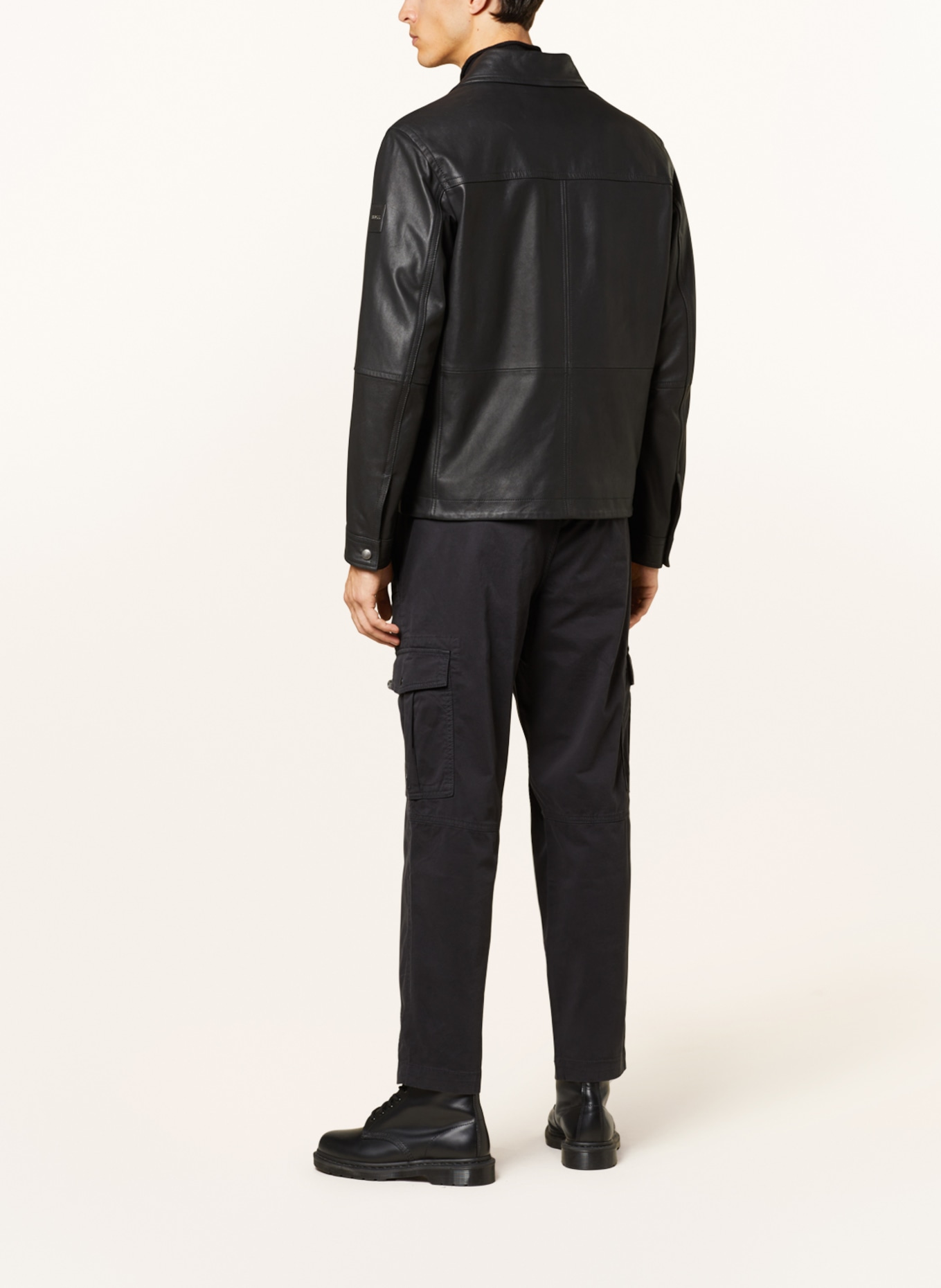 BOSS Leather jacket JOMIR, Color: BLACK (Image 3)