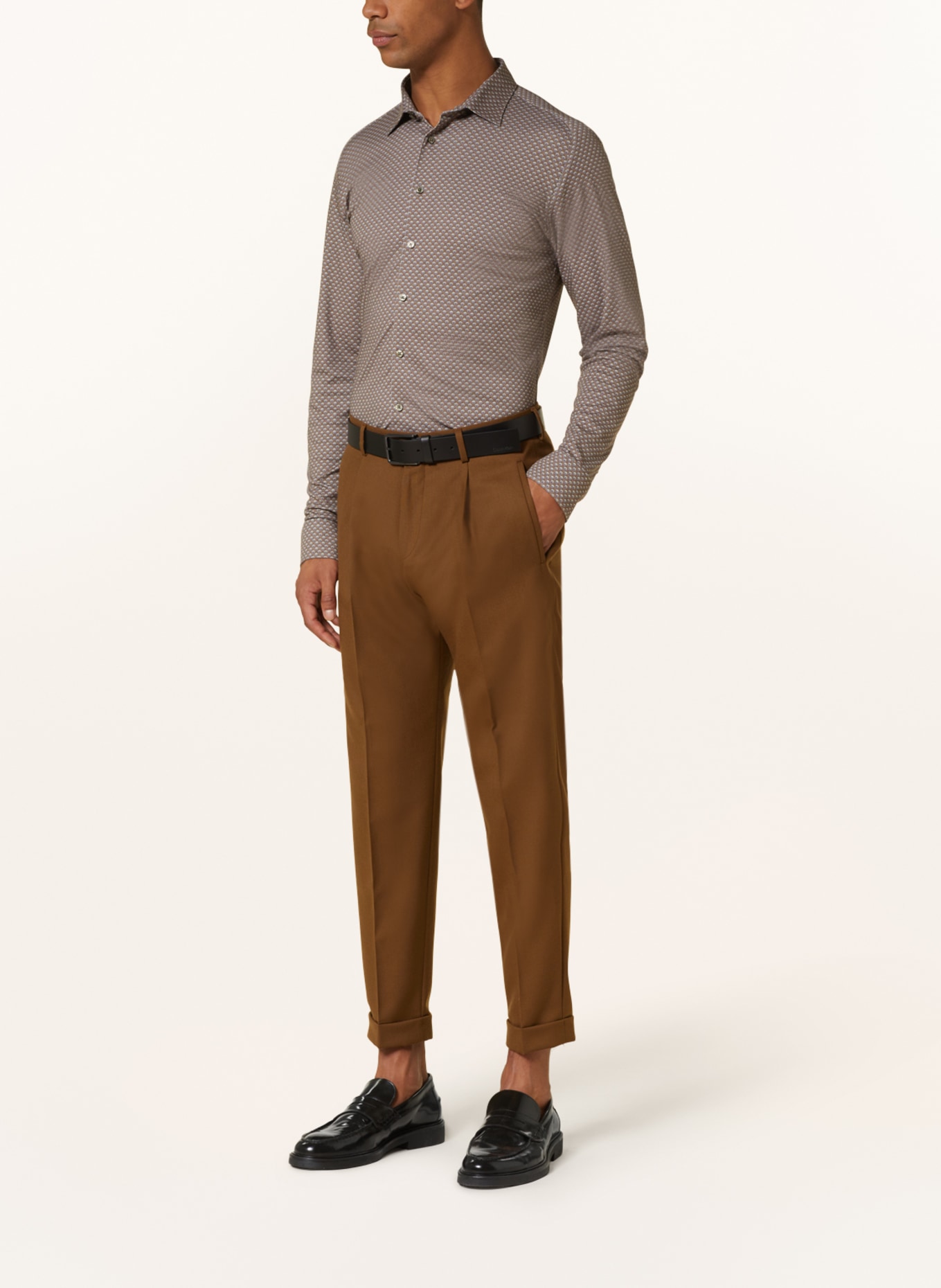 DESOTO Jerseyhemd Slim Fit, Farbe: BEIGE/ LILA/ COGNAC (Bild 2)