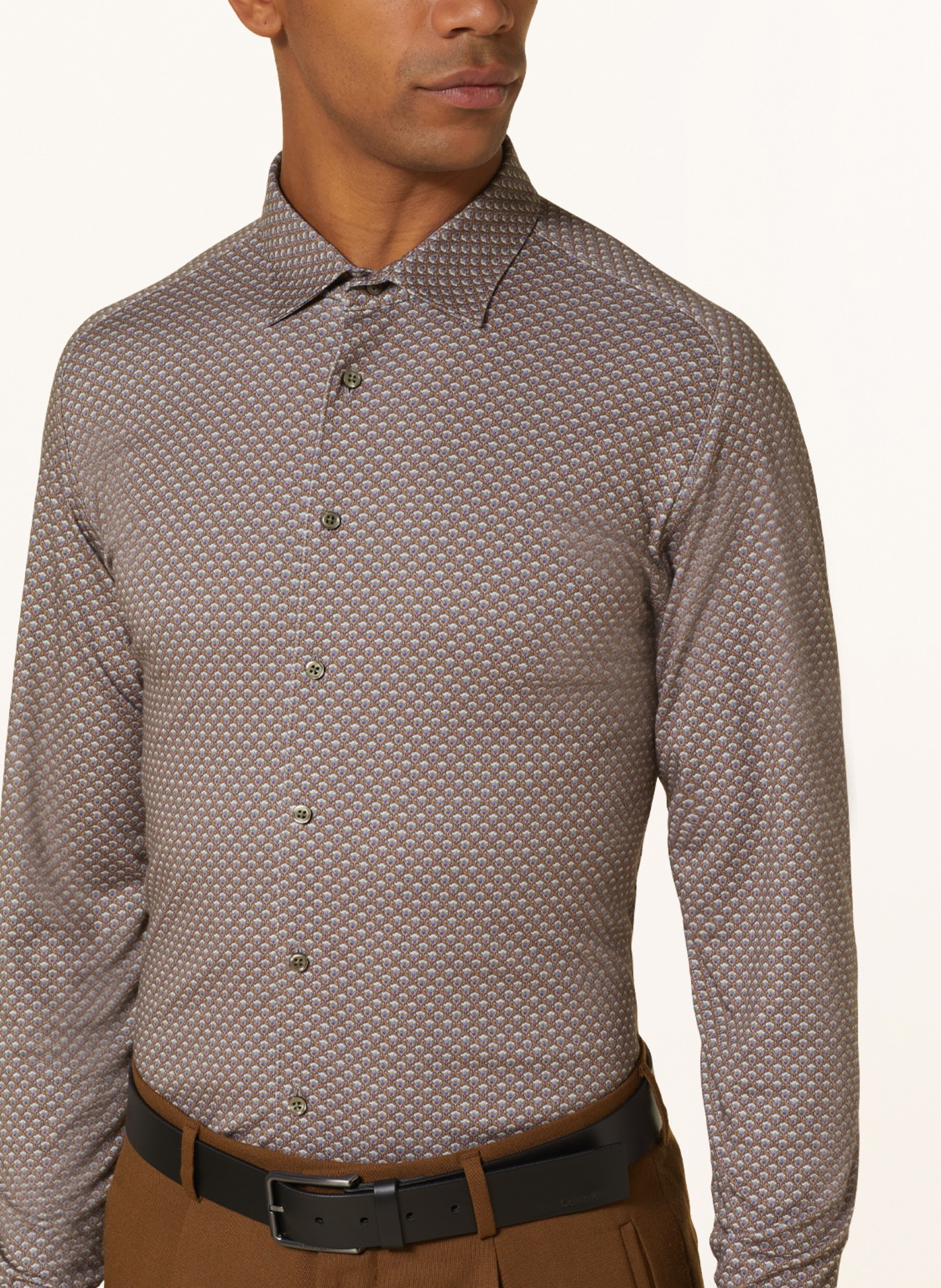 DESOTO Jerseyhemd Slim Fit, Farbe: BEIGE/ LILA/ COGNAC (Bild 4)