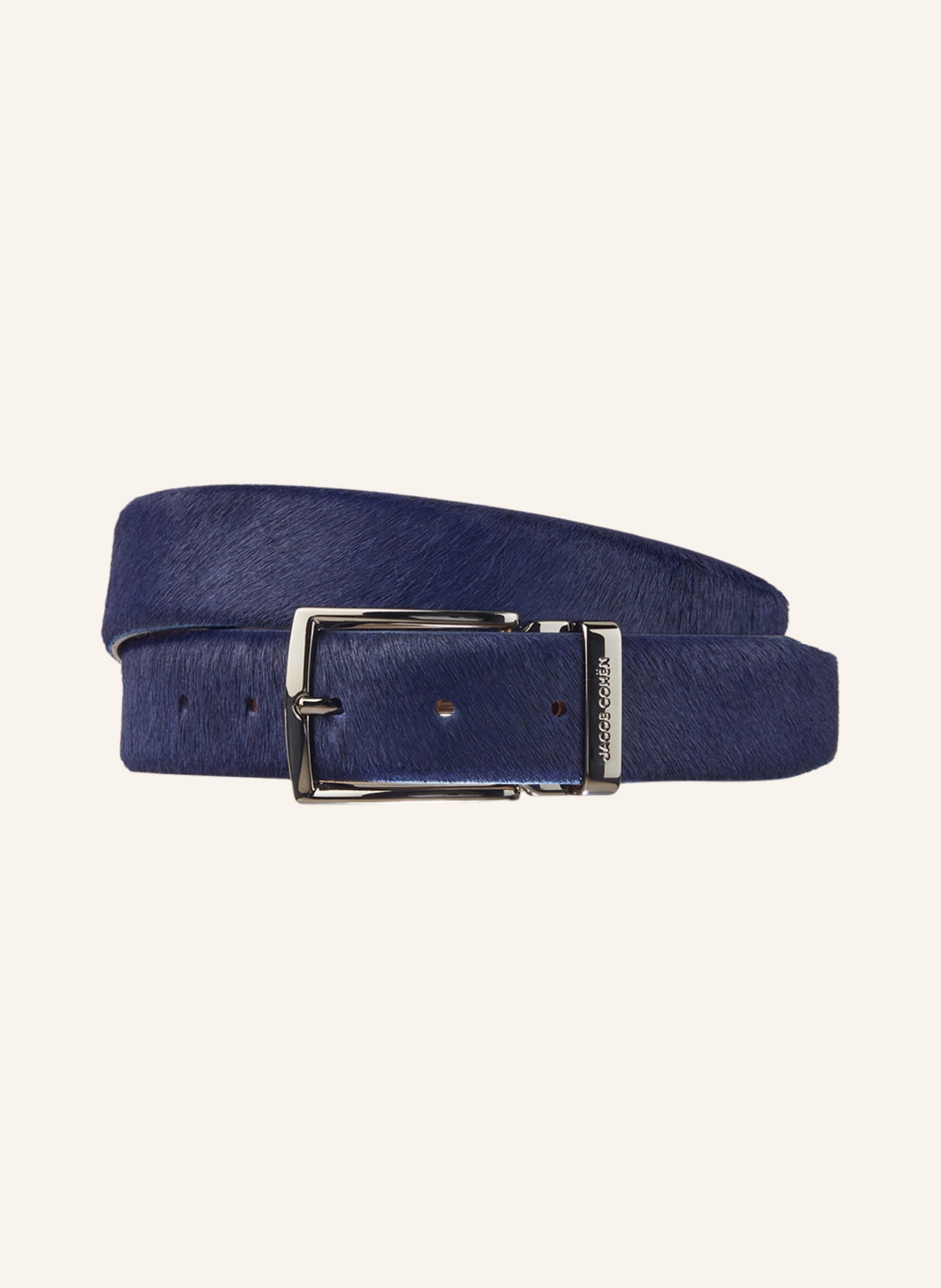 JACOB COHEN Leather belt with real fur, Color: DARK BLUE (Image 1)