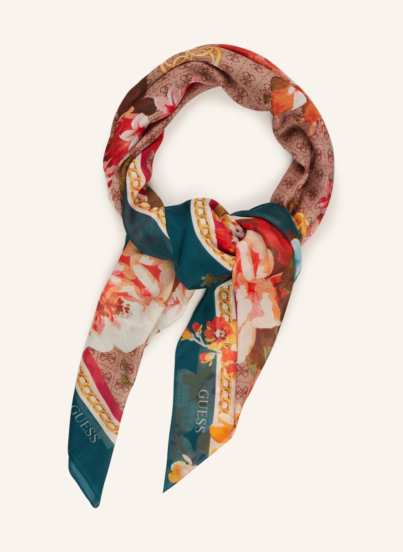 GUESS Scarf, Color: TEAL/ ORANGE/ RED (Image 2)