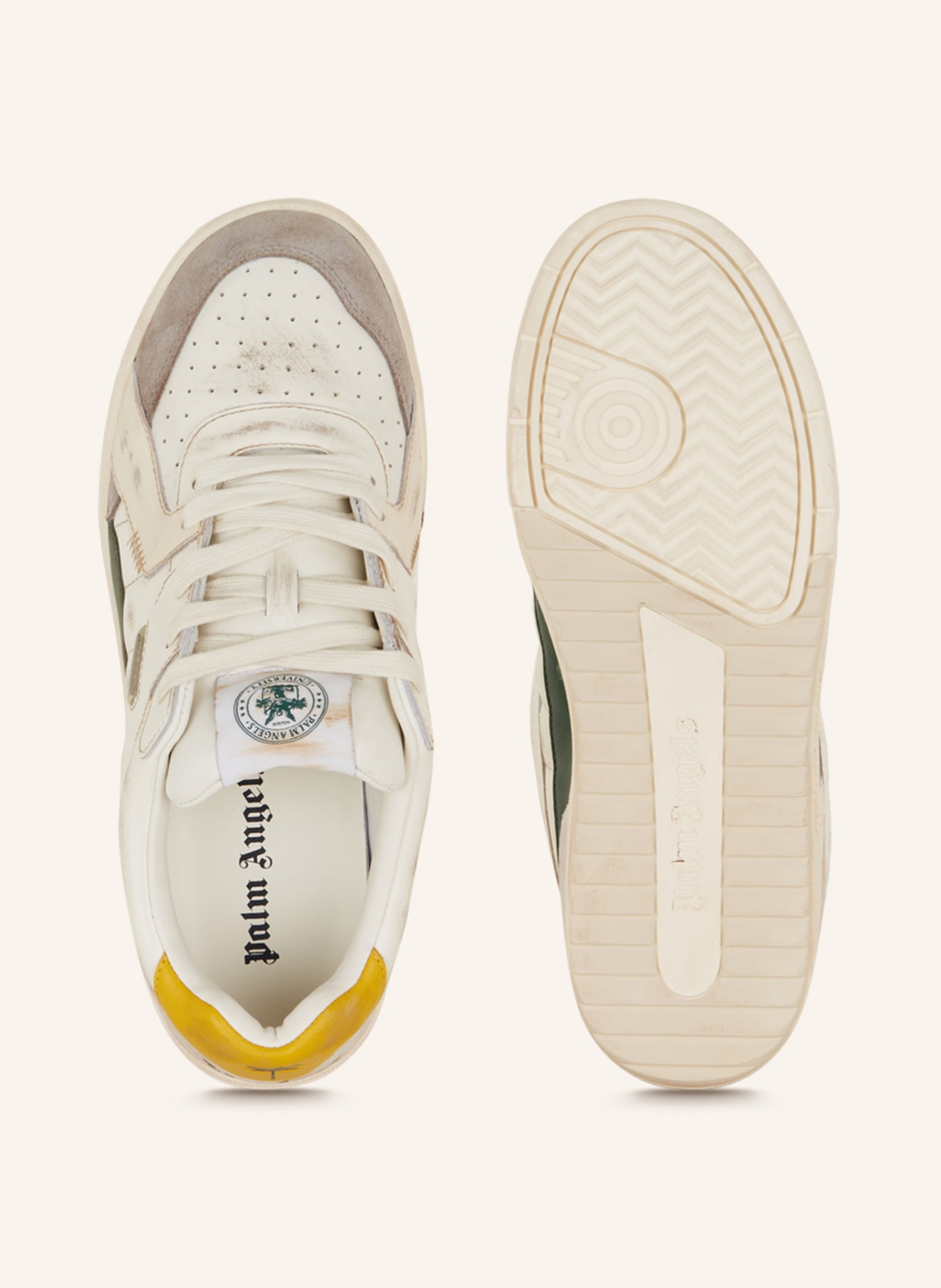 Palm Angels Sneakers UNIVERSITY, Color: WHITE/ GREEN/ DARK YELLOW (Image 5)