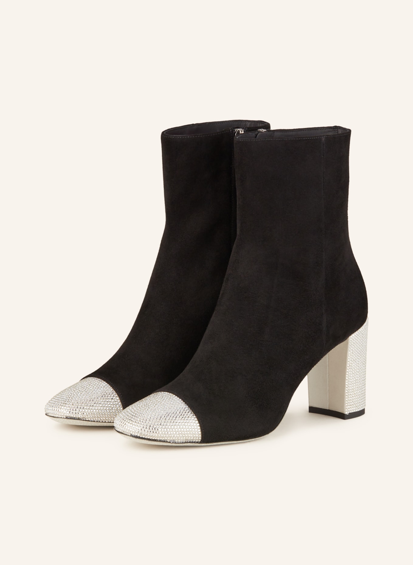 RENE CAOVILLA Ankle boots with decorative gems, Color: BLACK/ SILVER (Image 1)