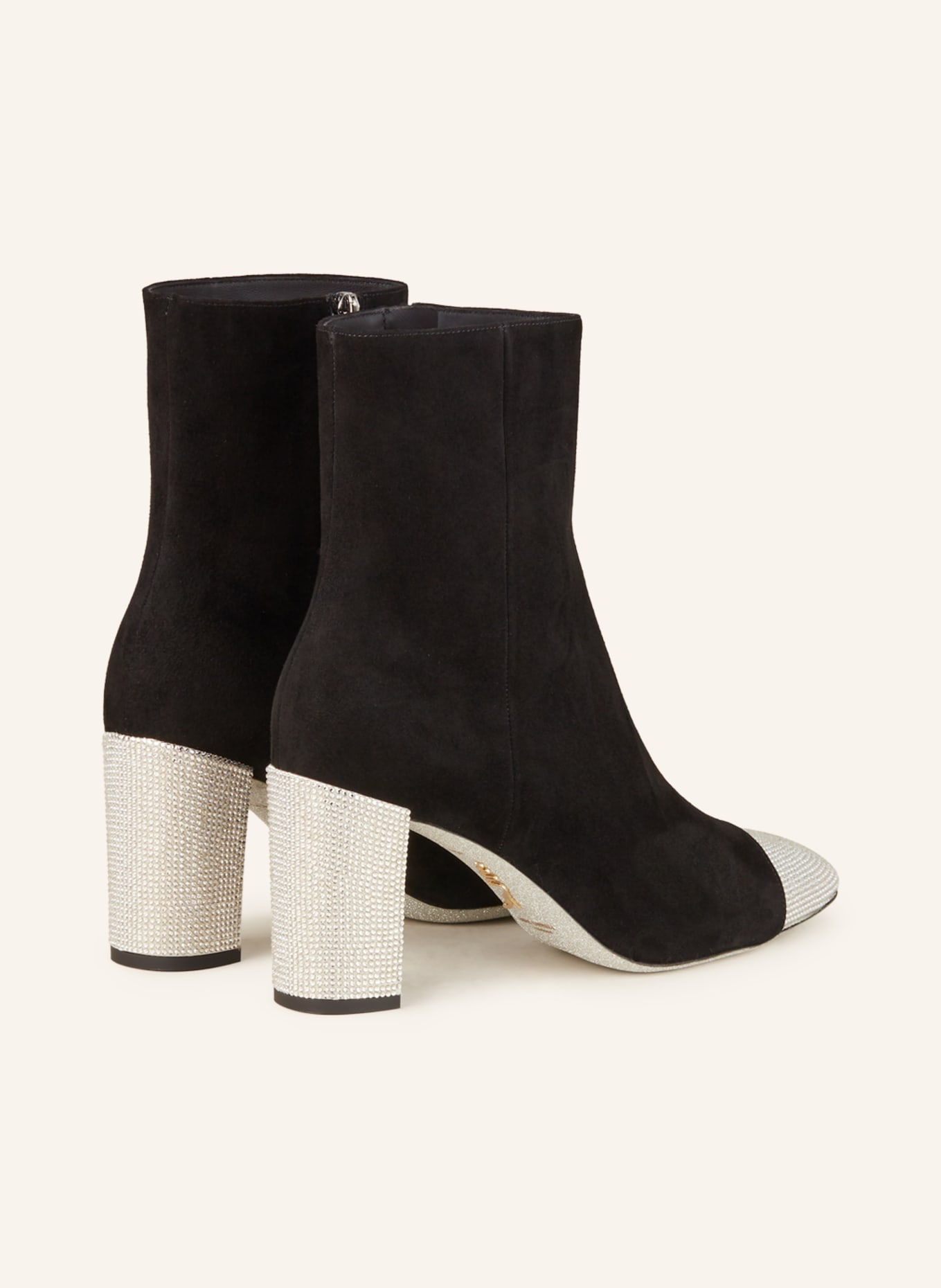 RENE CAOVILLA Ankle boots with decorative gems, Color: BLACK/ SILVER (Image 2)