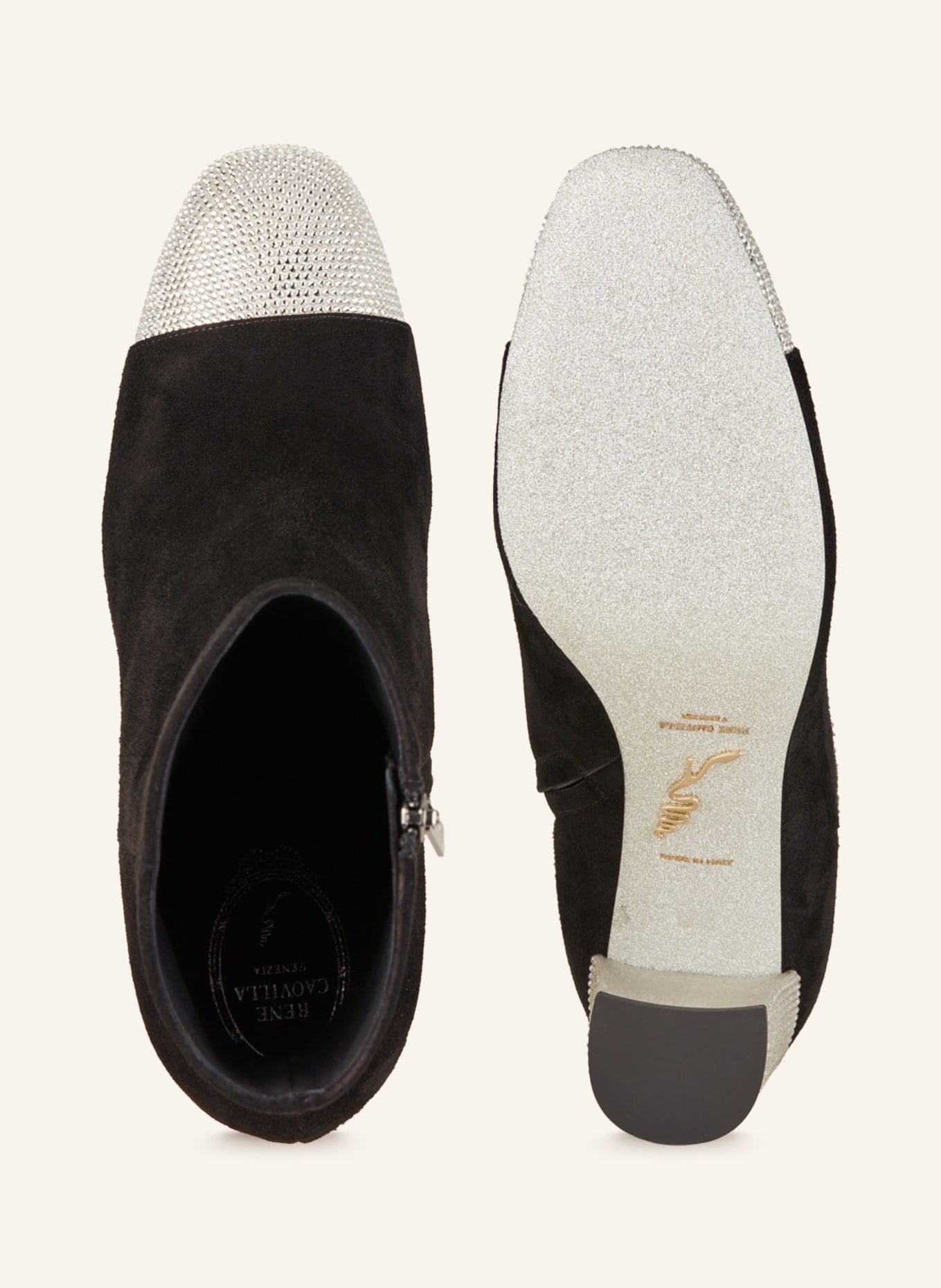 RENE CAOVILLA Kotníčkové boty s ozdobnými kamínky, Barva: ČERNÁ/ STŘÍBRNÁ (Obrázek 6)