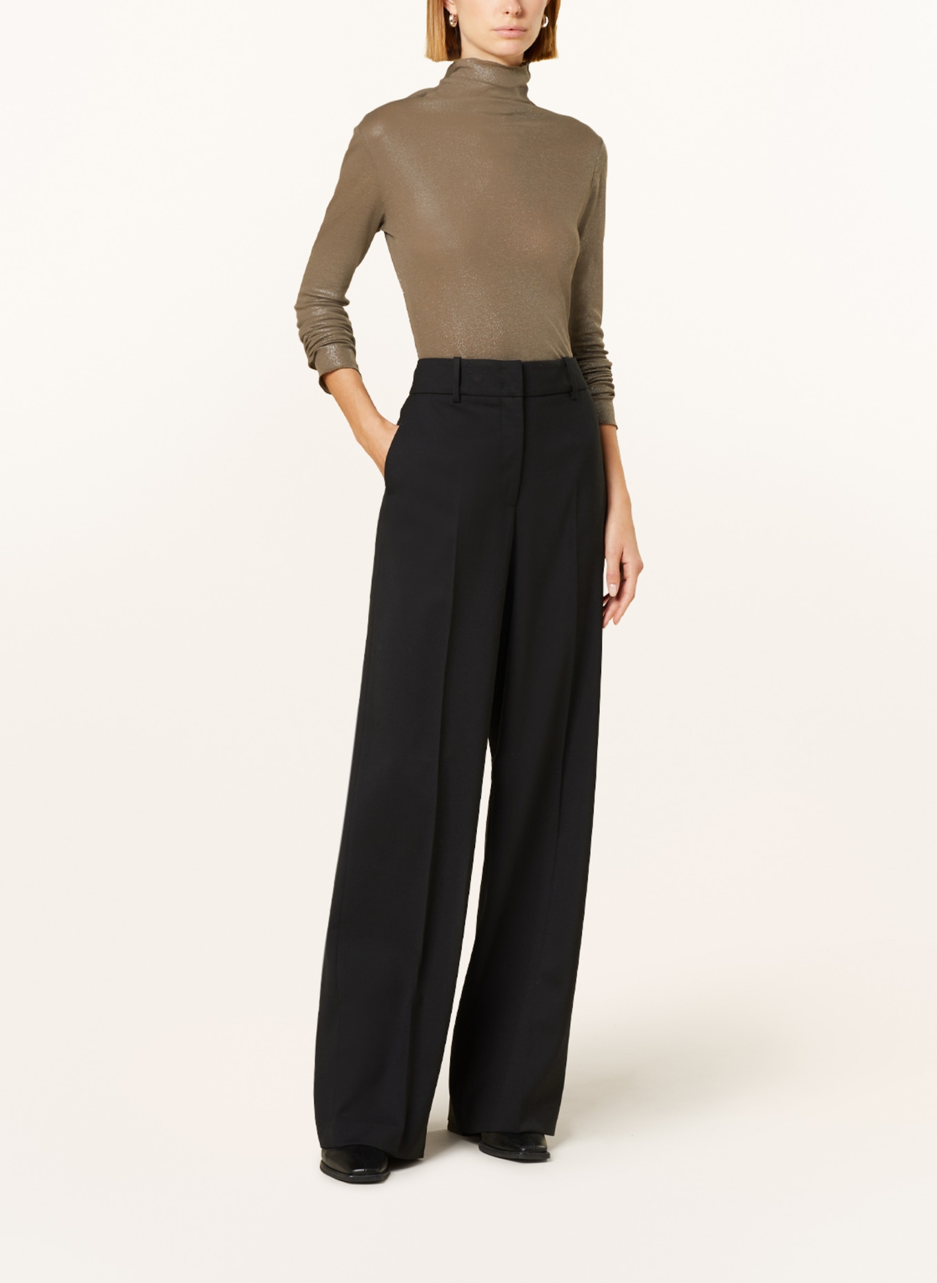 PESERICO EASY Wide leg trousers, Color: BLACK (Image 2)