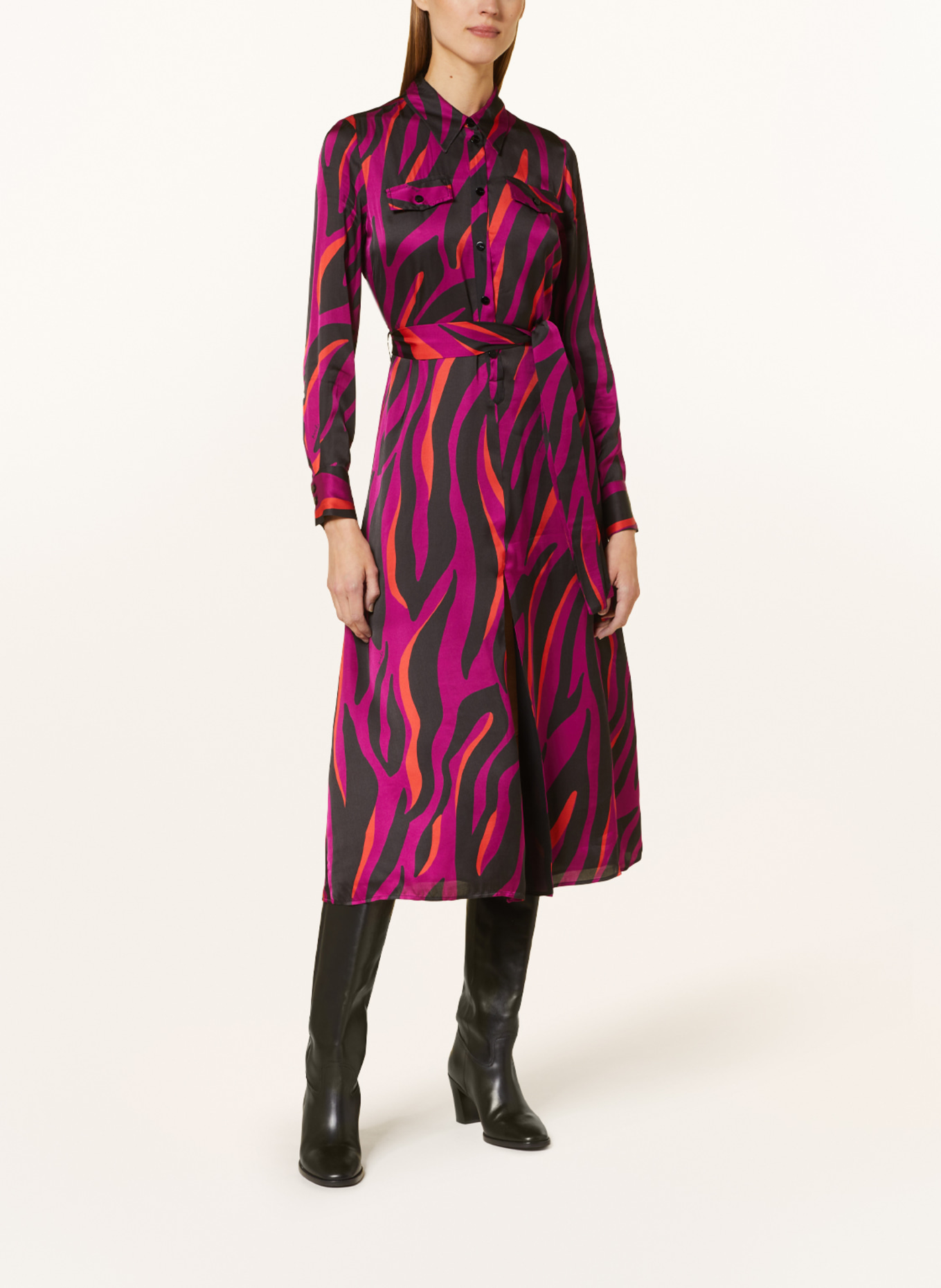 PINKO Satin dress, Color: PURPLE/ BLACK/ ORANGE (Image 2)