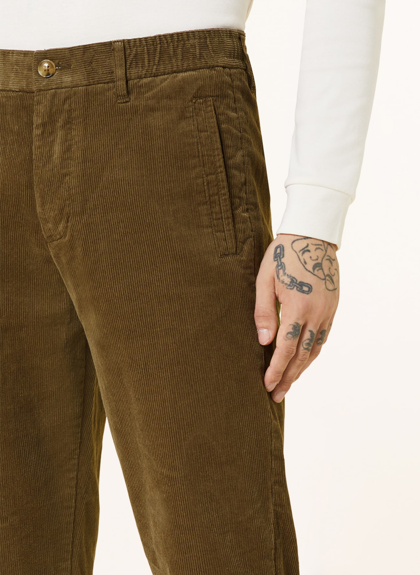 GABBA Spodnie sztruksowe straight fit, Kolor: ZIELONY (Obrazek 5)