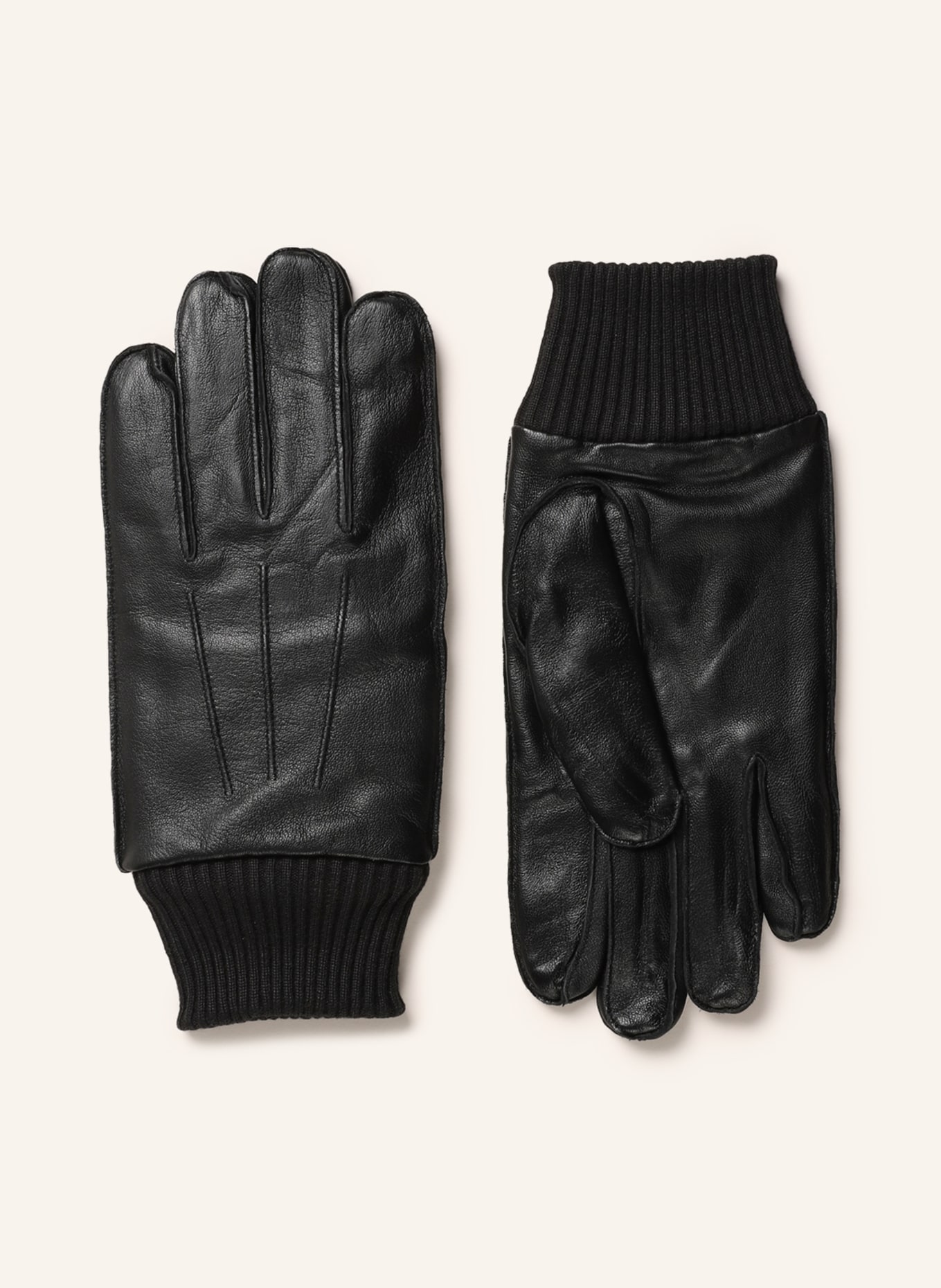 SAMSØE  SAMSØE Leather gloves HACKNEY, Color: BLACK (Image 1)