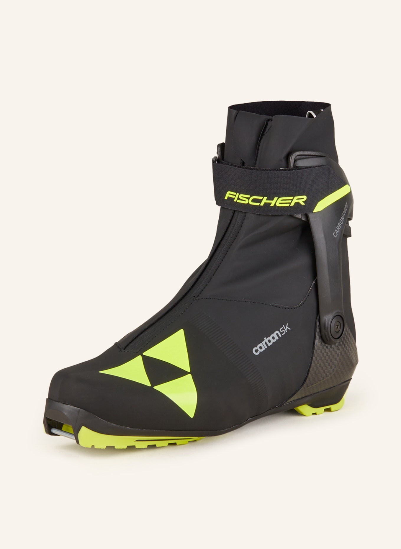 FISCHER Cross-country ski boots CARBON SKATE, Color: BLACK/ NEON YELLOW (Image 1)