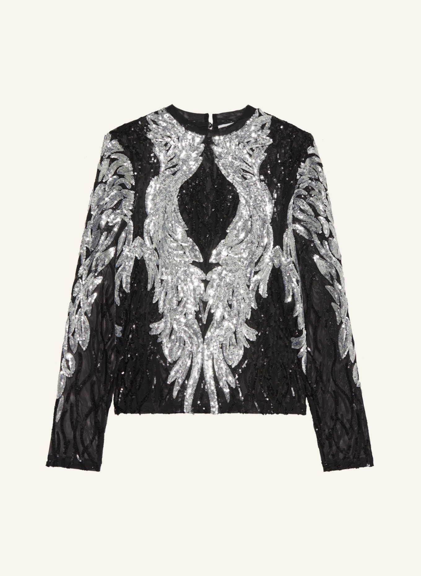 ENVELOPE 1976 Shirt blouse BACKSTAGE made of mesh with sequins, Color: BLACK/ SILVER (Image 1)