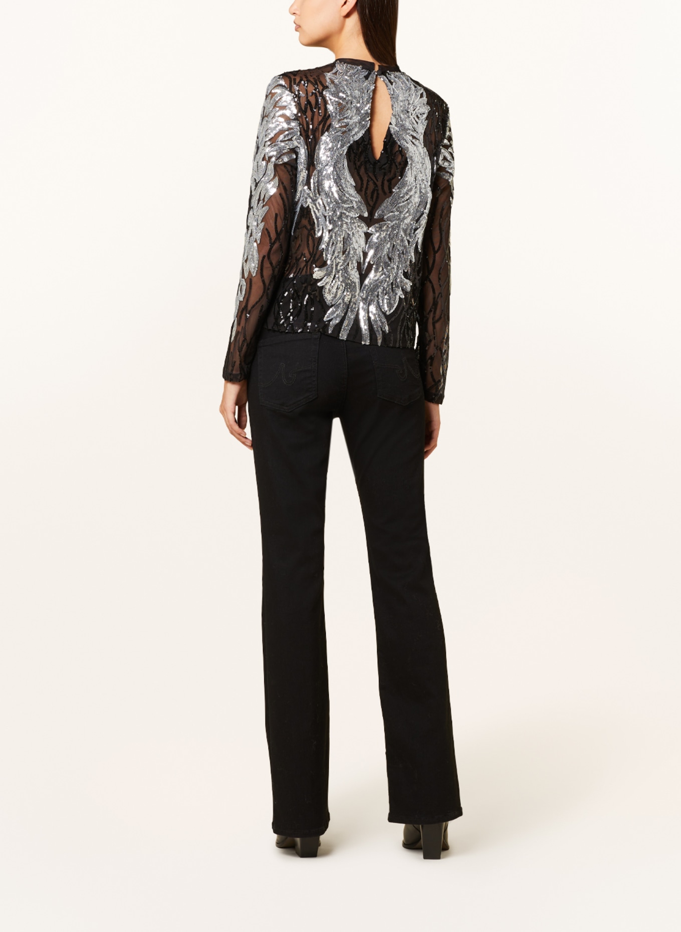 ENVELOPE 1976 Shirt blouse BACKSTAGE made of mesh with sequins, Color: BLACK/ SILVER (Image 3)