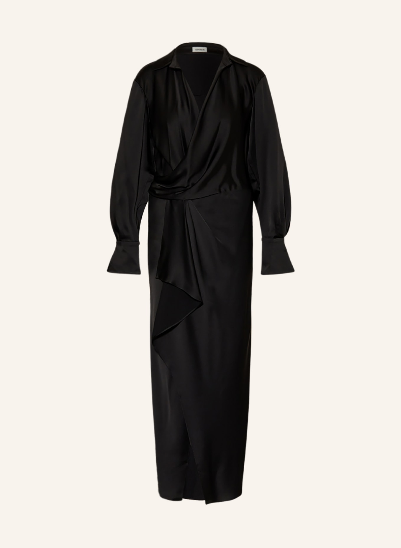 SIMKHAI Satin dress TALITA in wrap look, Color: BLACK (Image 1)