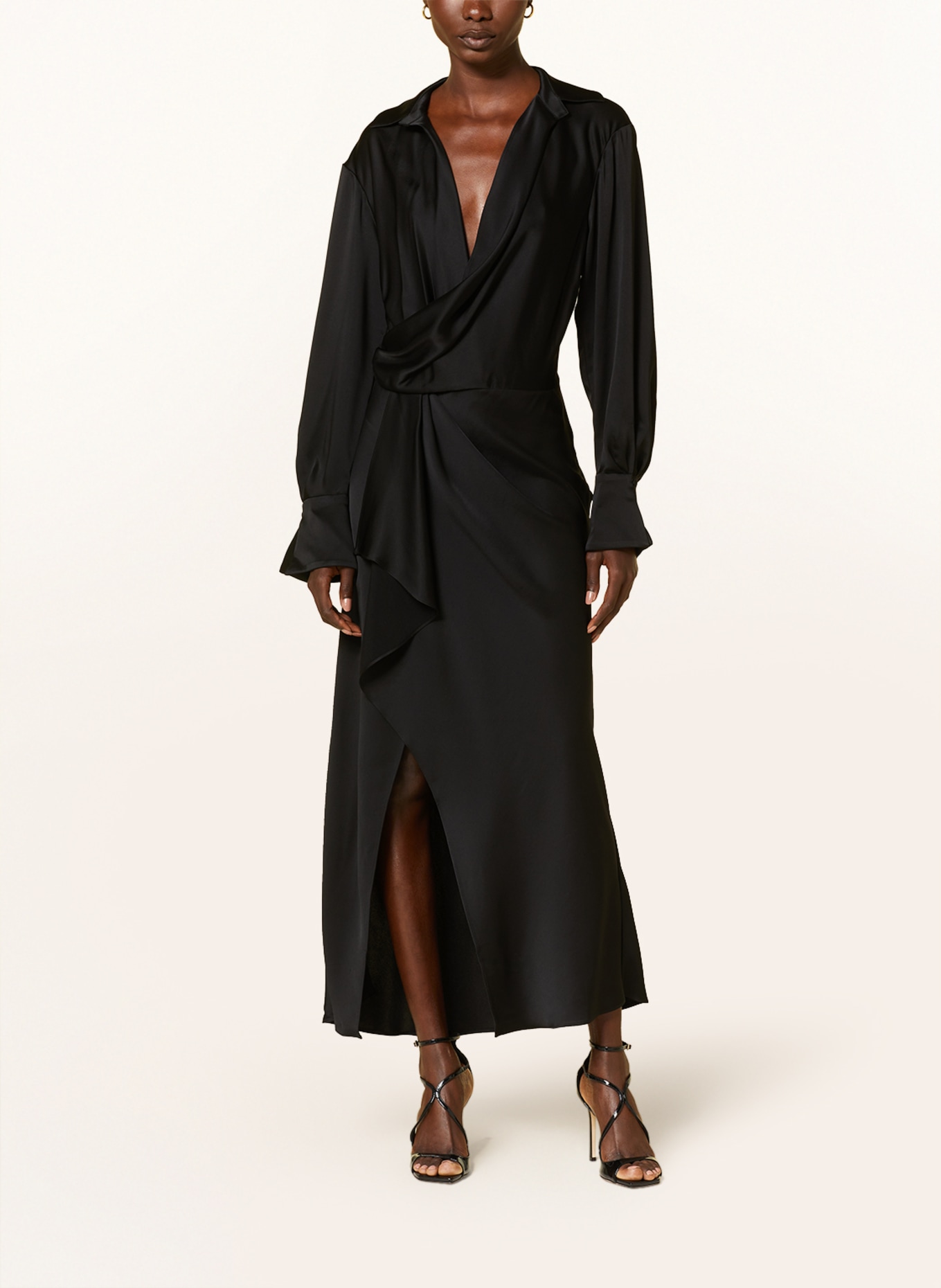 SIMKHAI Satin dress TALITA in wrap look, Color: BLACK (Image 2)