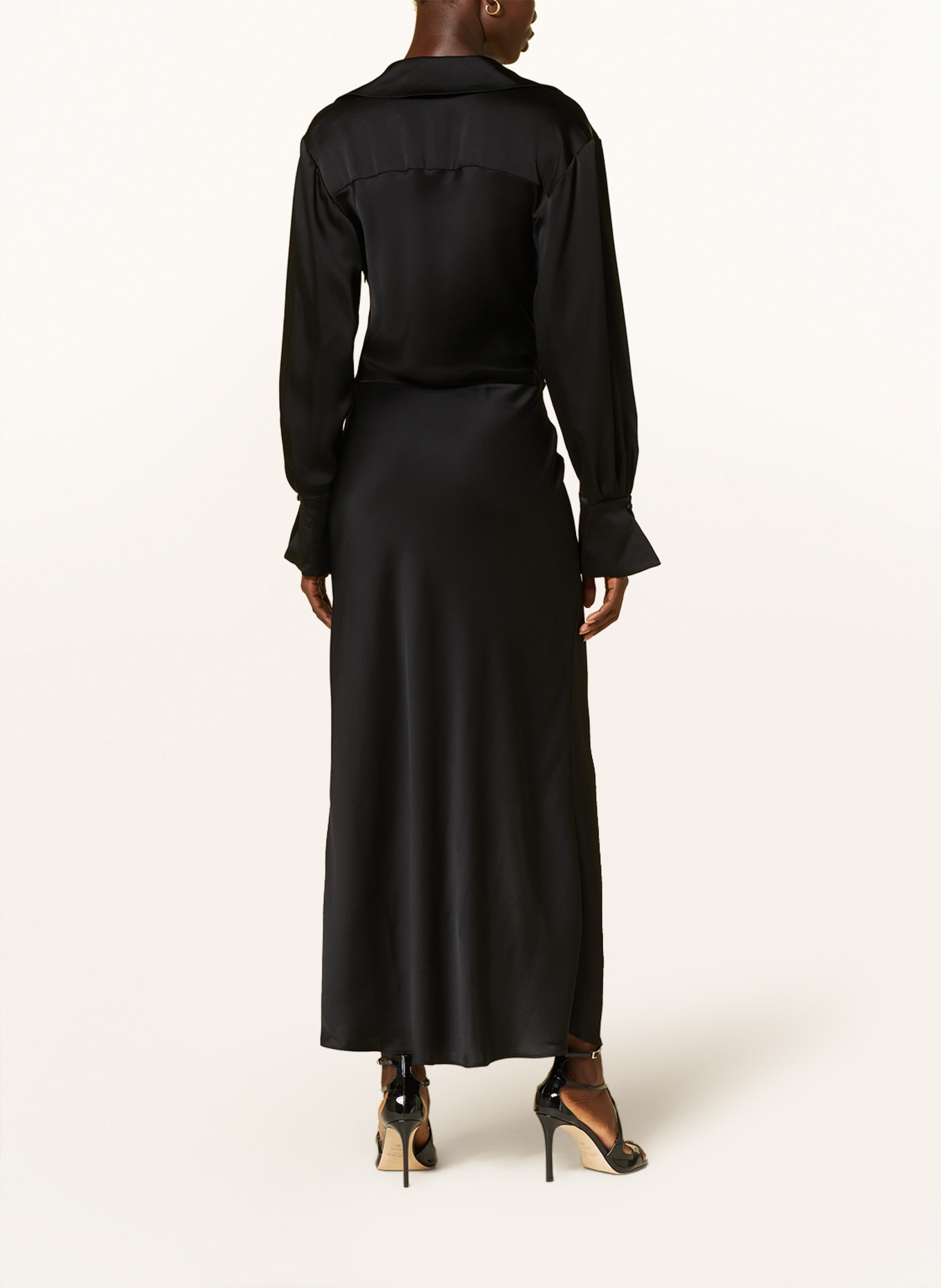 SIMKHAI Satin dress TALITA in wrap look, Color: BLACK (Image 3)