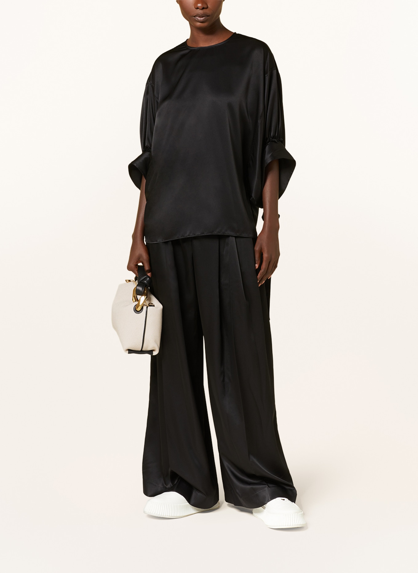 JW ANDERSON Shirt blouse made of satin with 3/4 sleeves, Color: BLACK (Image 2)