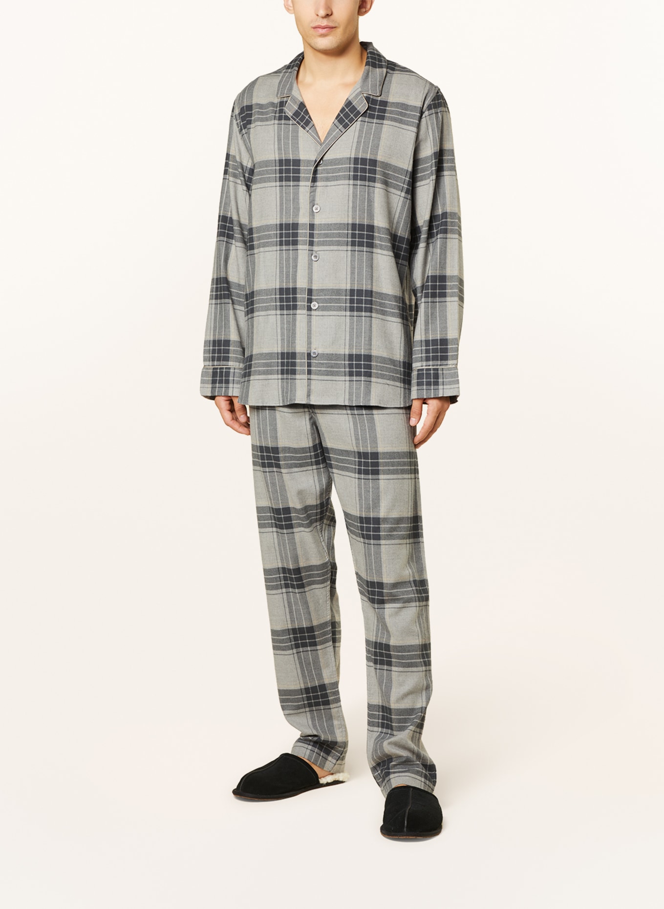 zimmerli Schlafanzug COZY FLANNEL aus Flanell, Farbe: DUNKELGRAU/ GRAU/ HELLGRAU (Bild 2)