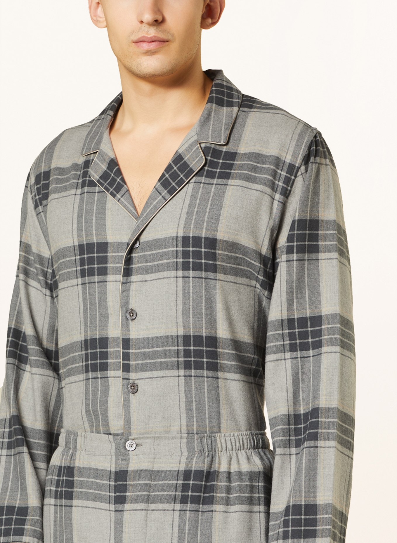 zimmerli Pajamas COZY FLANNEL in flannel, Color: DARK GRAY/ GRAY/ LIGHT GRAY (Image 4)