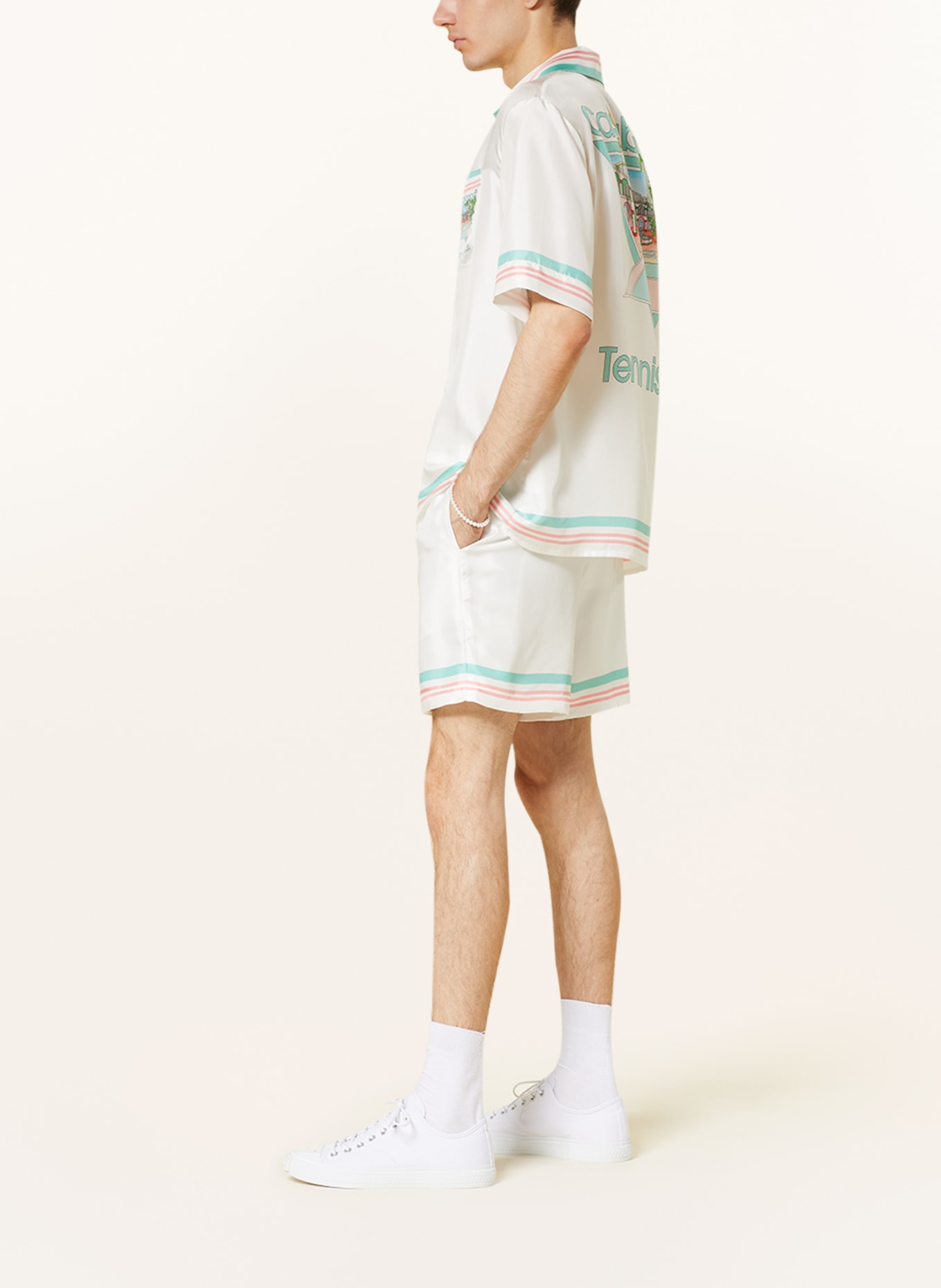 Casablanca Silk shorts, Color: WHITE/ MINT/ SALMON (Image 4)