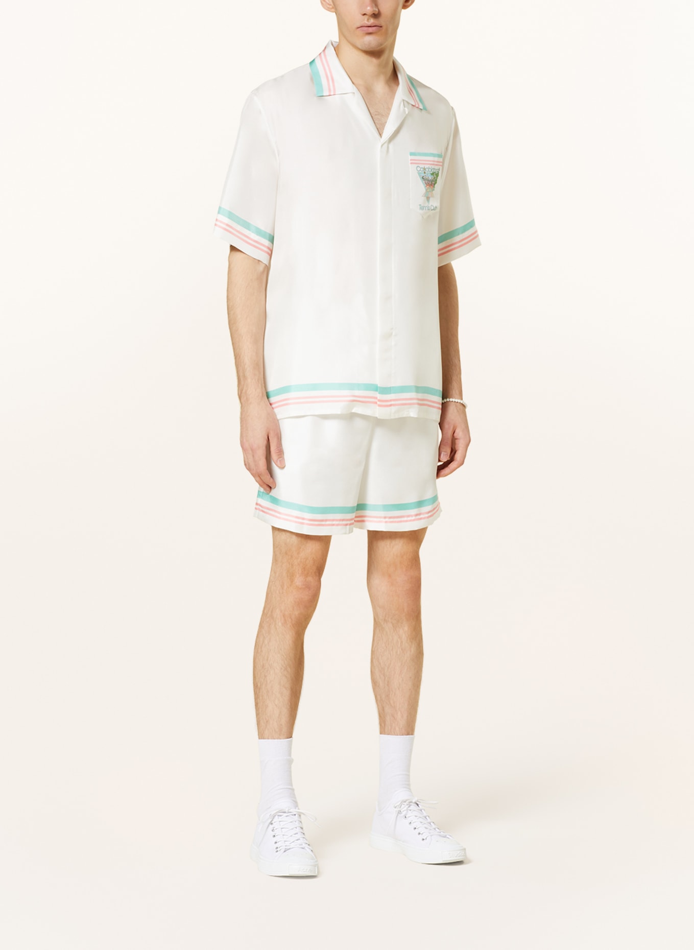 Casablanca Resorthemd Comfort Fit aus Seide, Farbe: WEISS/ MINT/ LACHS (Bild 3)