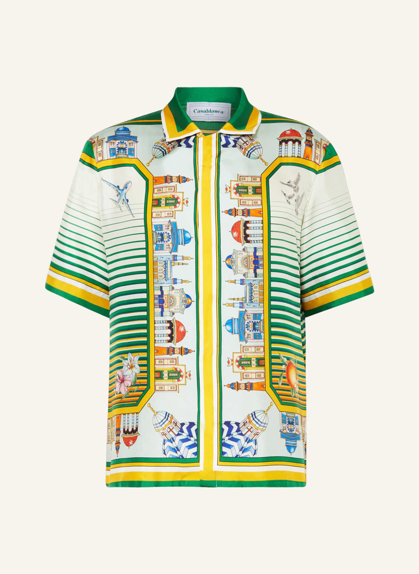 Casablanca Koszula z klapami comfort fit z jedwabiu, Kolor: ZIELONY/ CIEMNOŻÓŁTY/ NIEBIESKI (Obrazek 1)