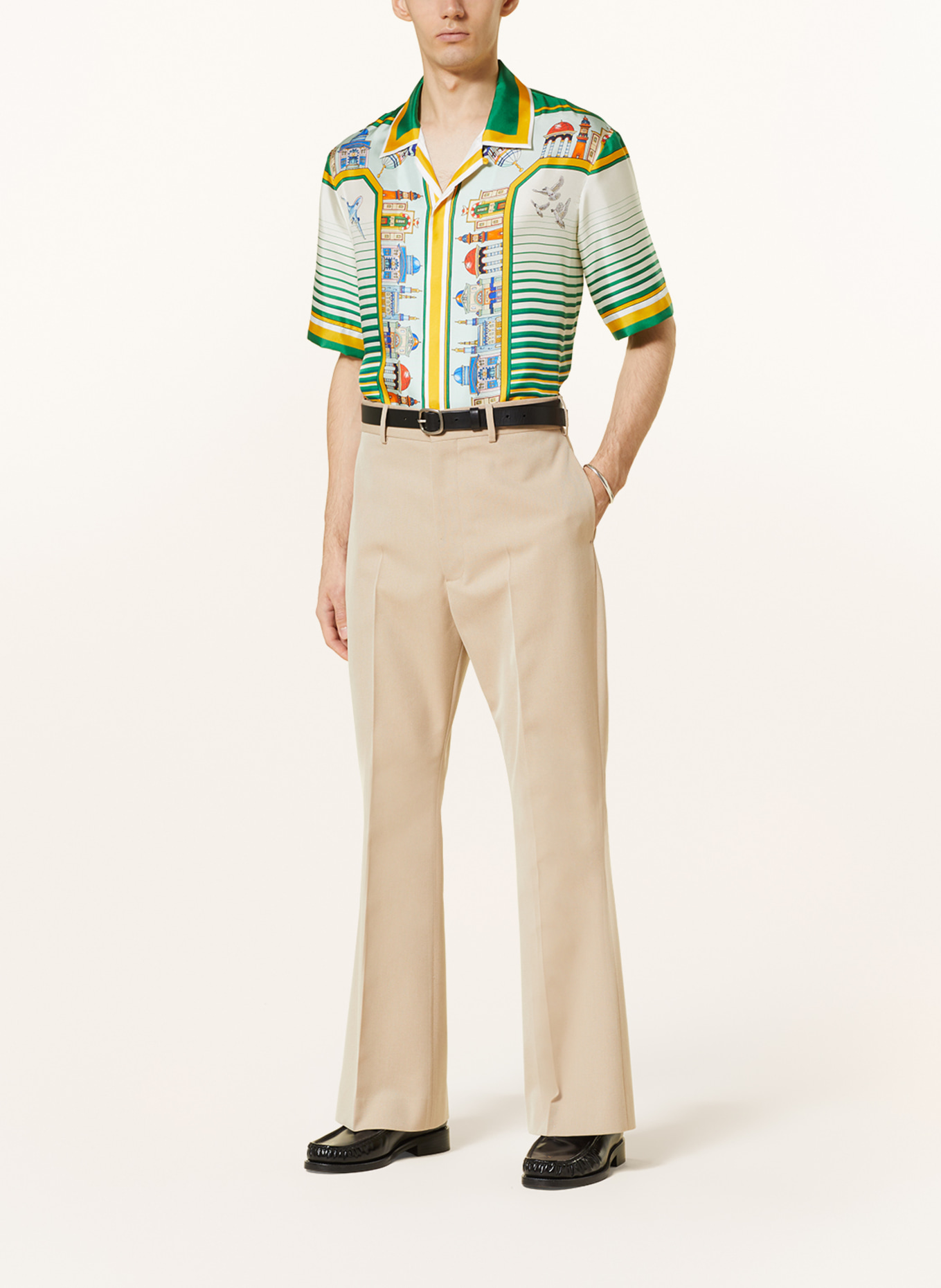Casablanca Resort shirt comfort fit in silk, Color: GREEN/ DARK YELLOW/ BLUE (Image 2)