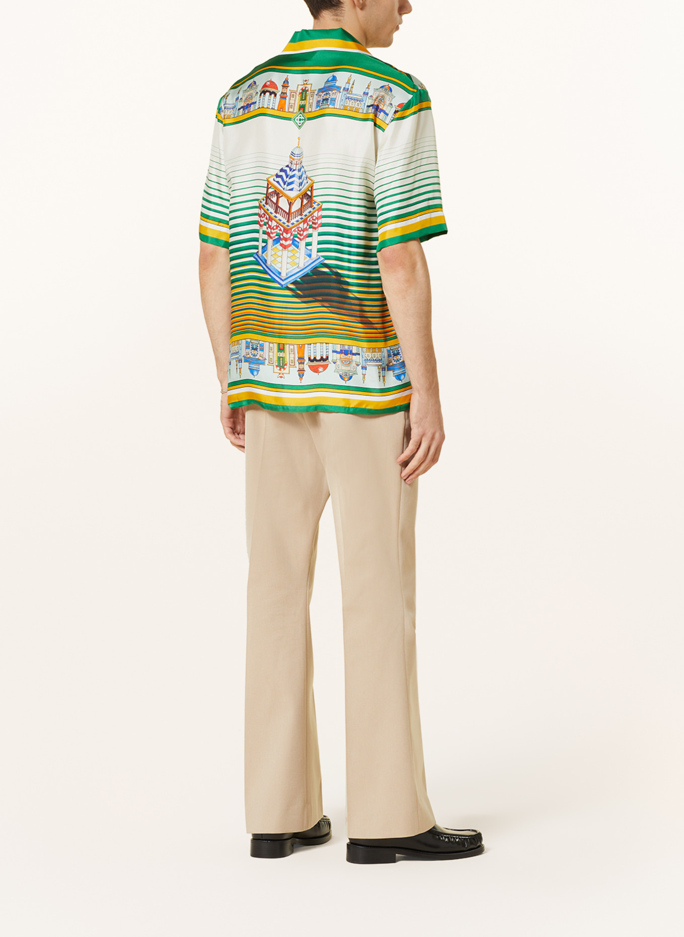 Casablanca Resort shirt comfort fit in silk, Color: GREEN/ DARK YELLOW/ BLUE (Image 3)
