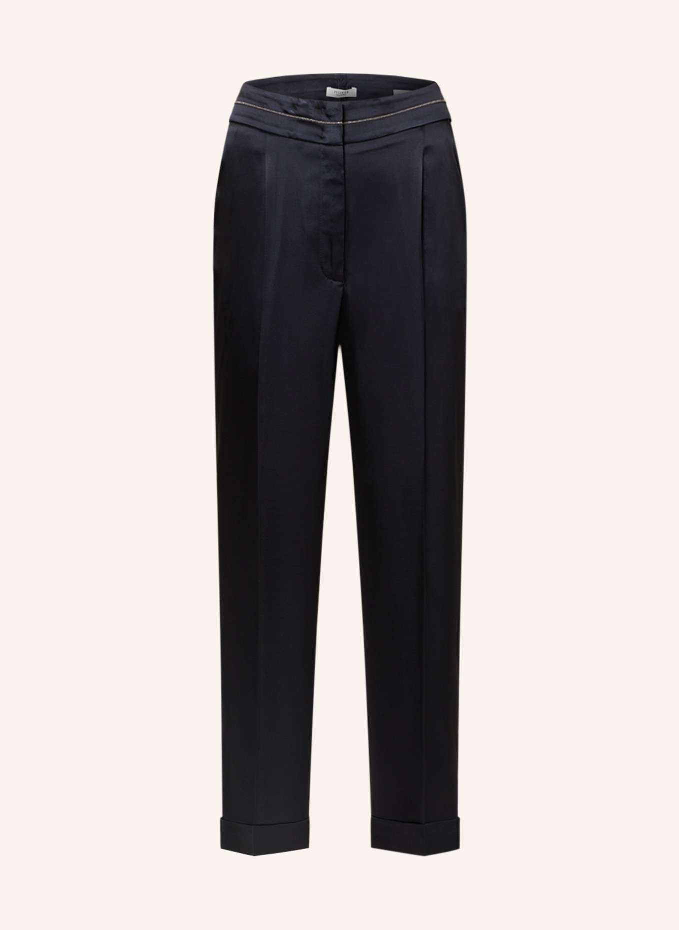 PESERICO Wide leg trousers in satin, Color: DARK BLUE (Image 1)
