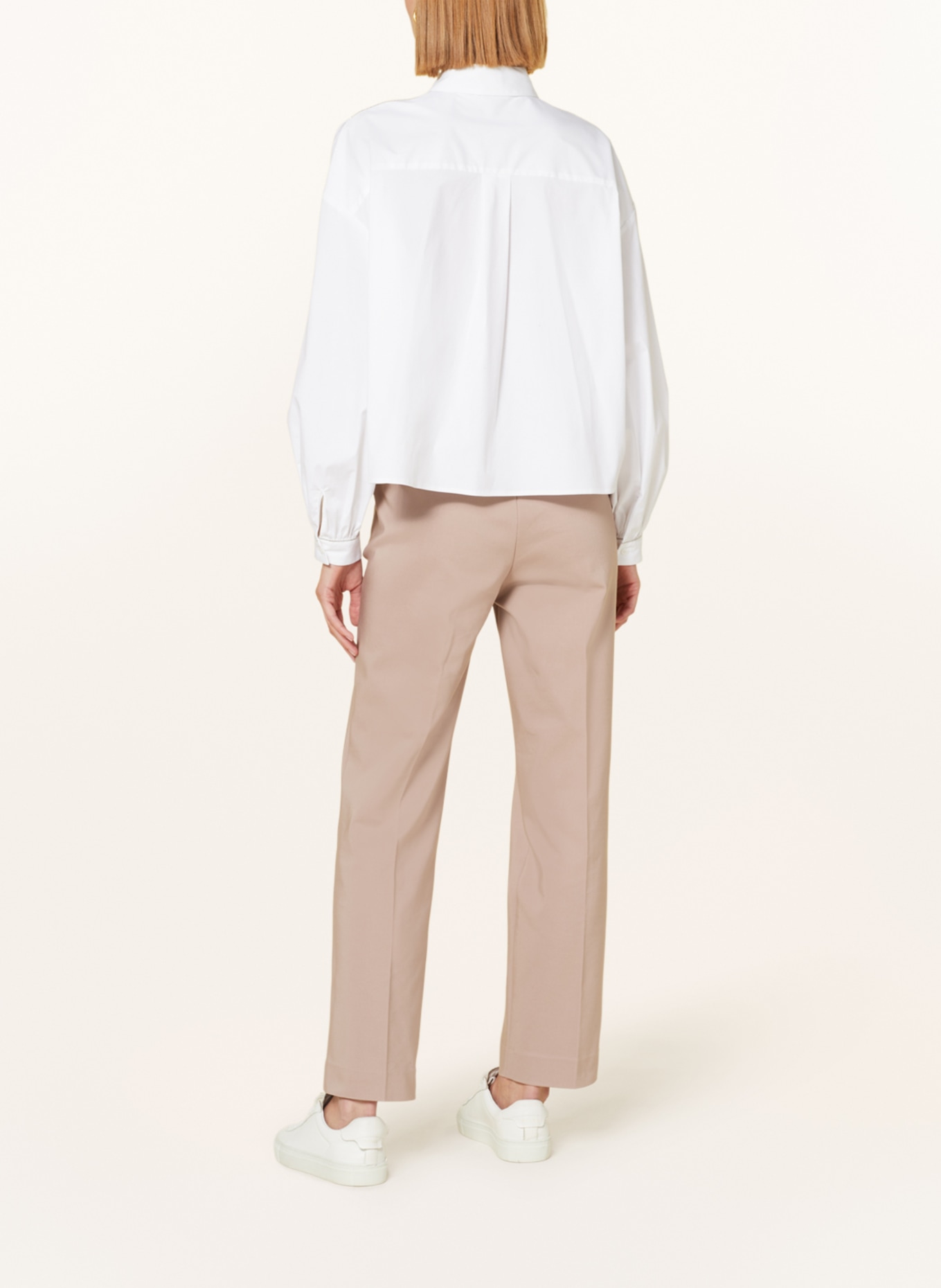 PESERICO Cropped shirt blouse with decorative beads, Color: WHITE (Image 3)
