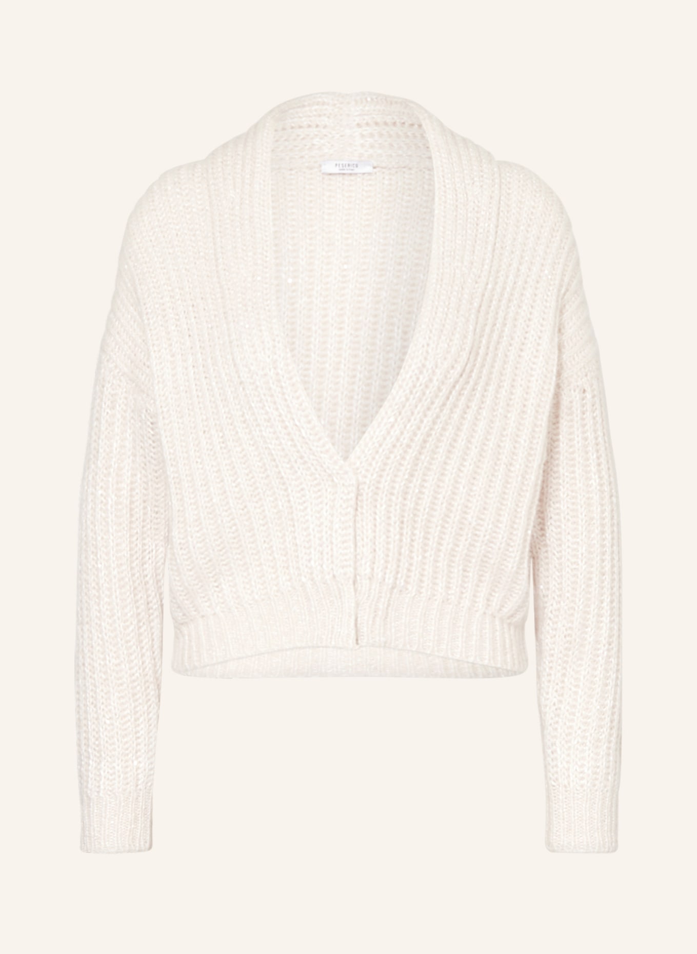 PESERICO Cardigan with alpaca and sequins, Color: CREAM (Image 1)