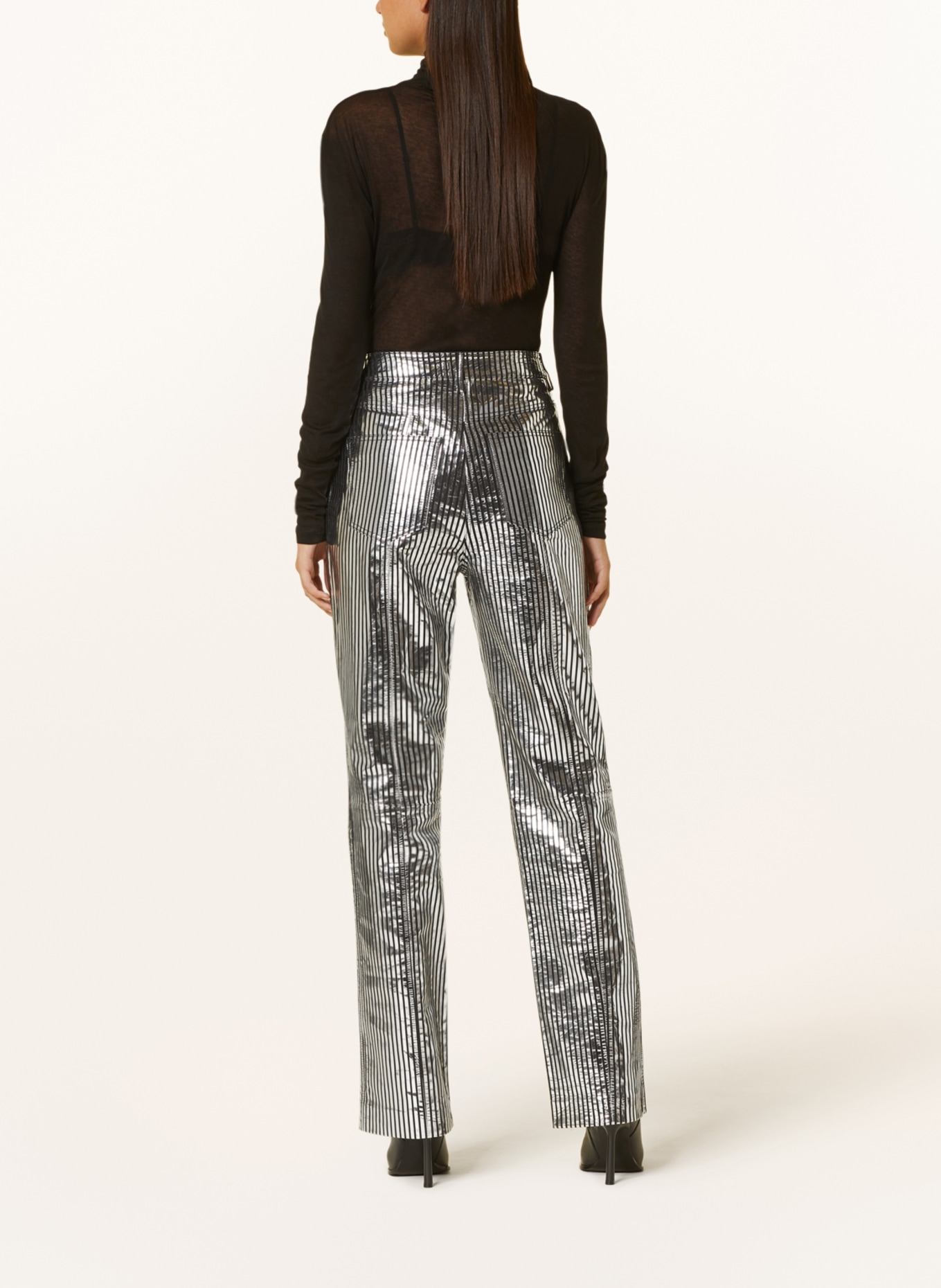 REMAIN Leather trousers, Color: BLACK/ SILVER (Image 3)