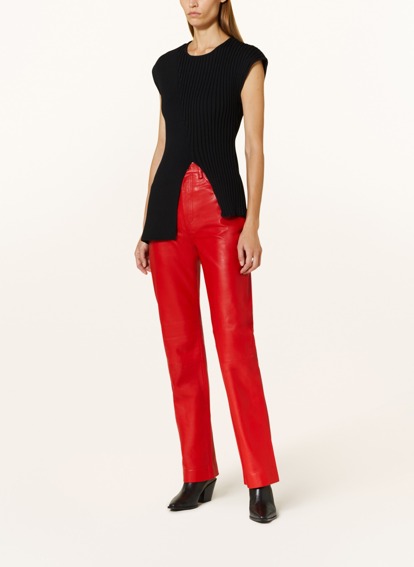 REMAIN Leather trousers, Color: RED (Image 2)