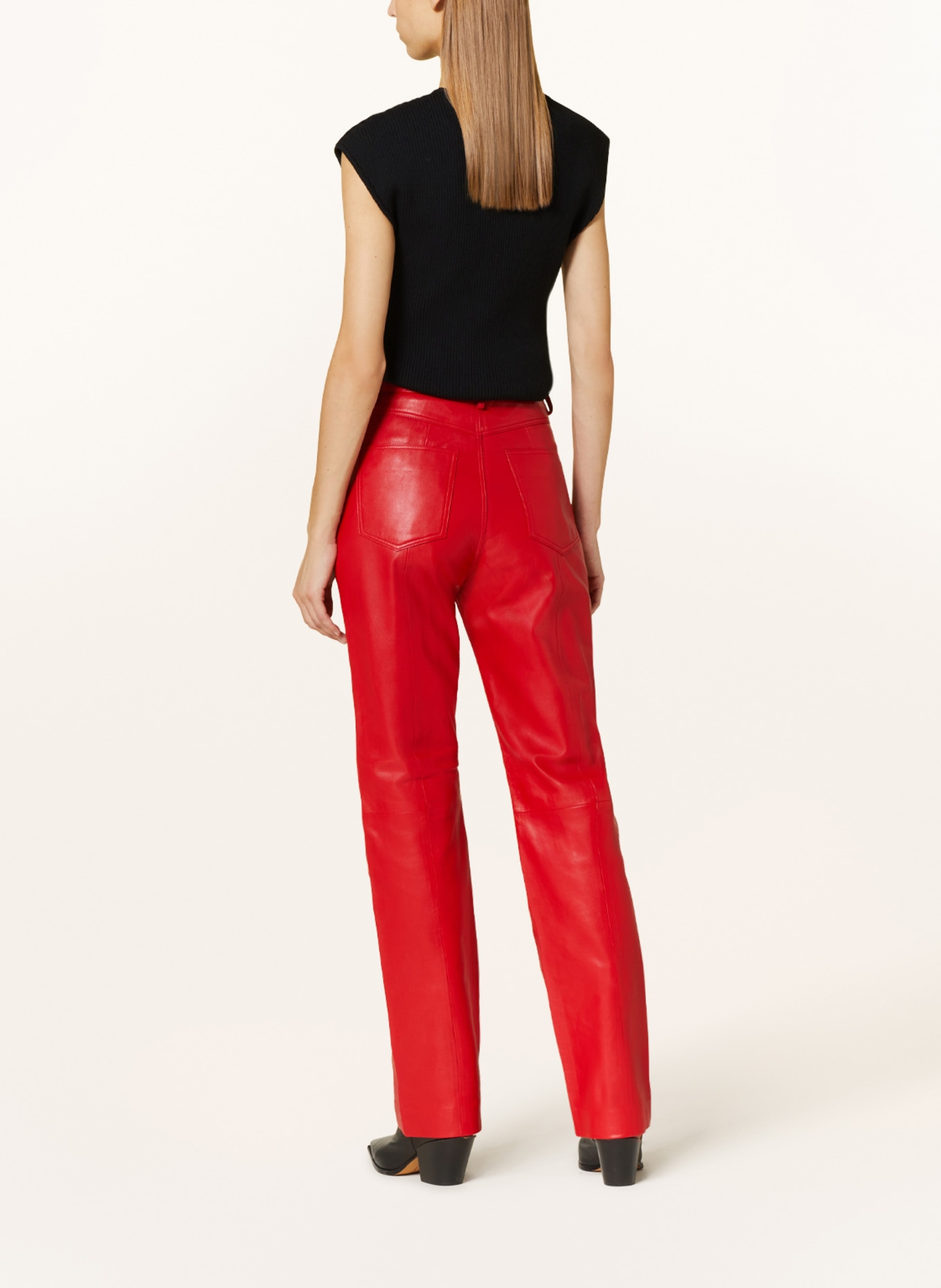 REMAIN Leather trousers, Color: RED (Image 3)