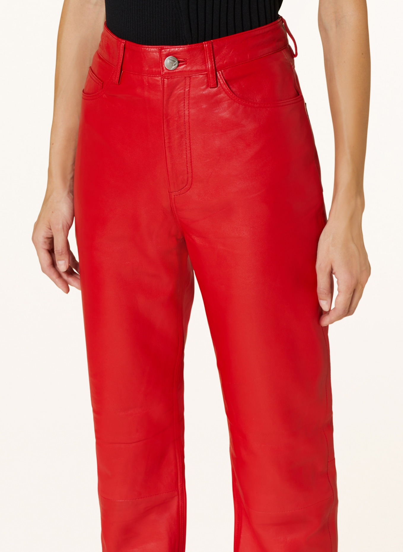 REMAIN Leather trousers, Color: RED (Image 5)