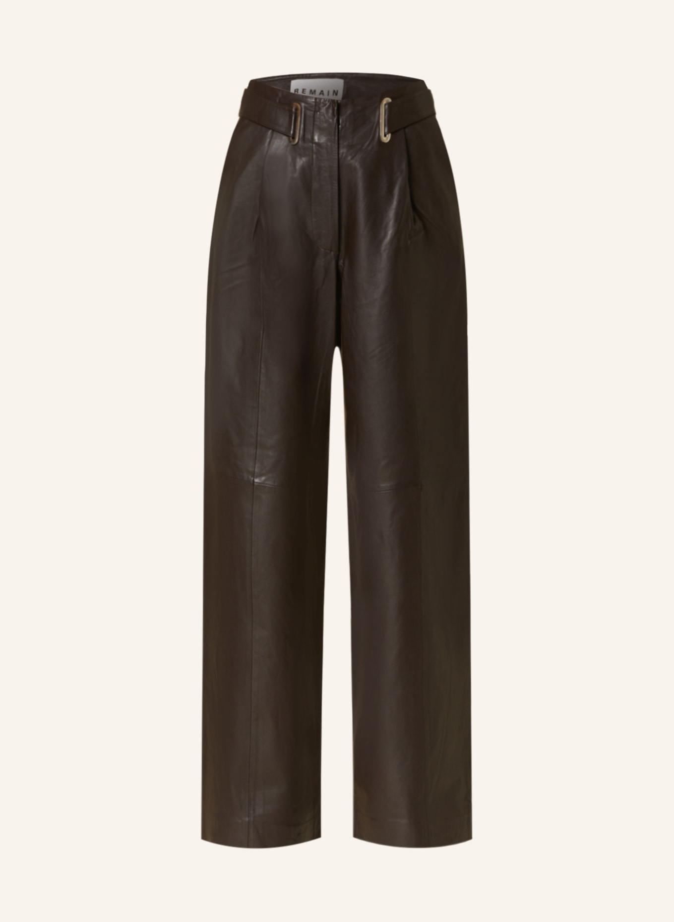 REMAIN Leather trousers, Color: DARK BROWN (Image 1)