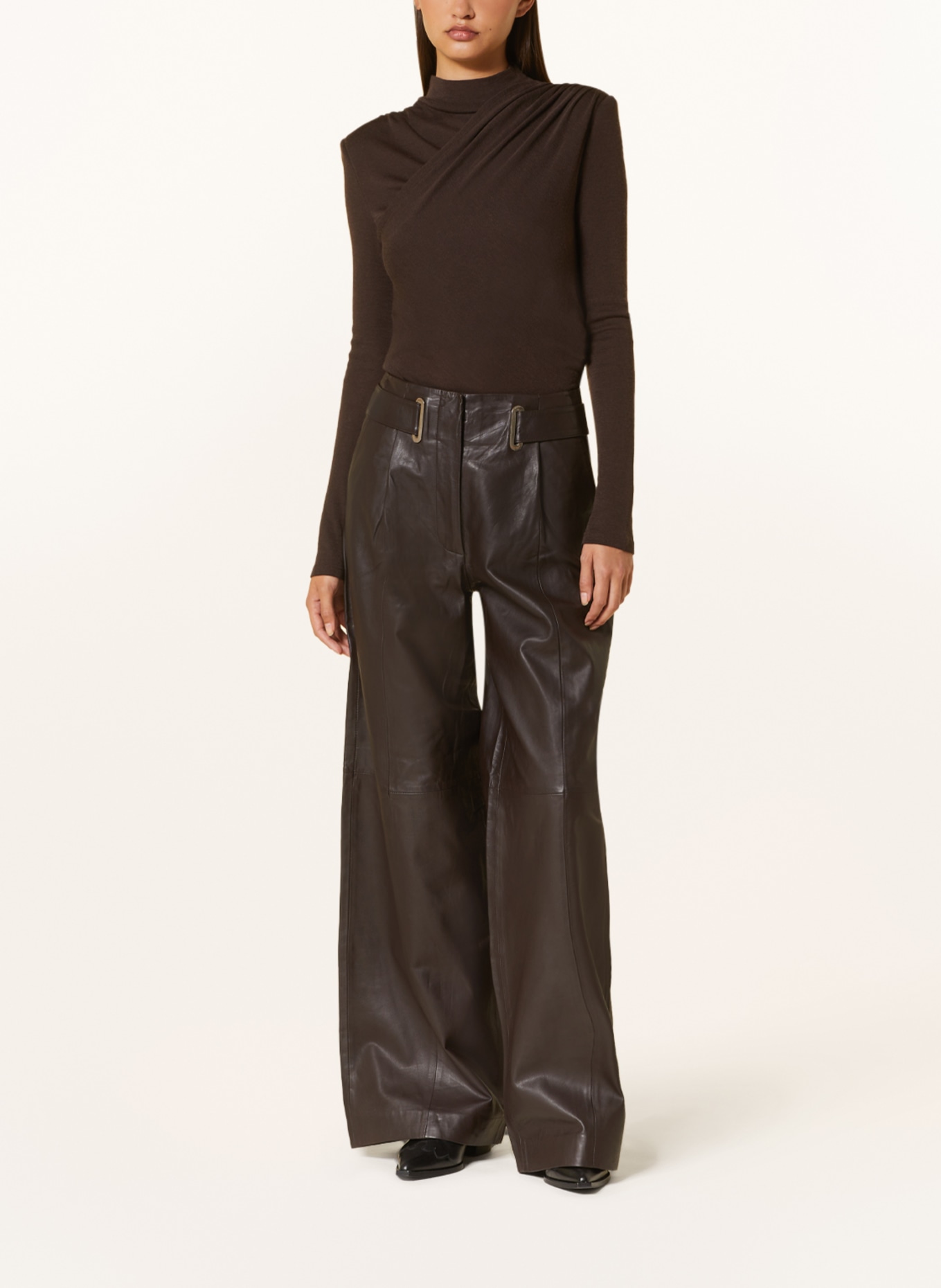 REMAIN Leather trousers, Color: DARK BROWN (Image 2)