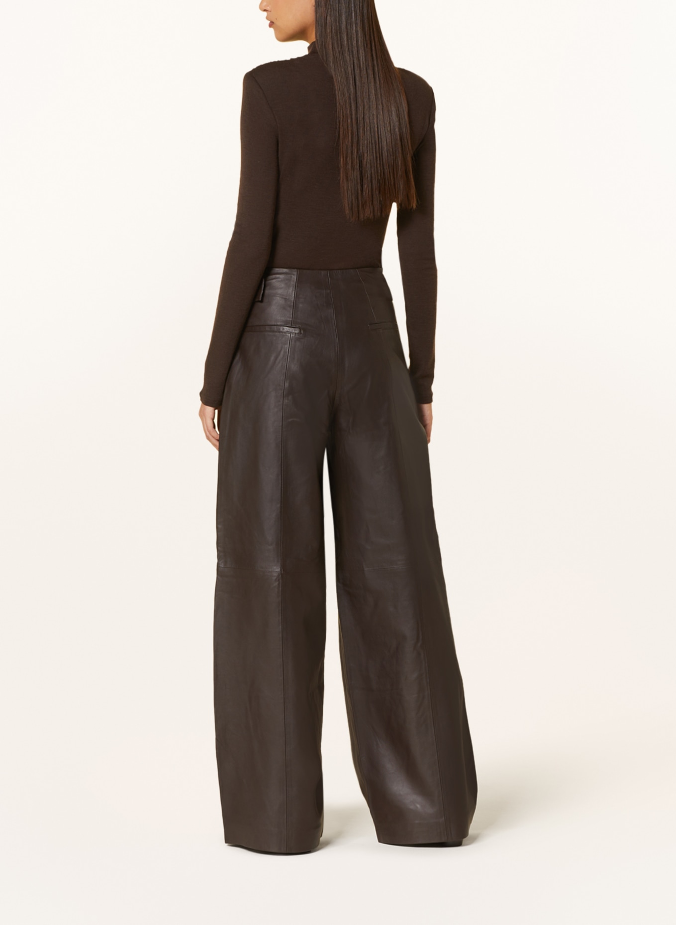 REMAIN Leather trousers, Color: DARK BROWN (Image 3)
