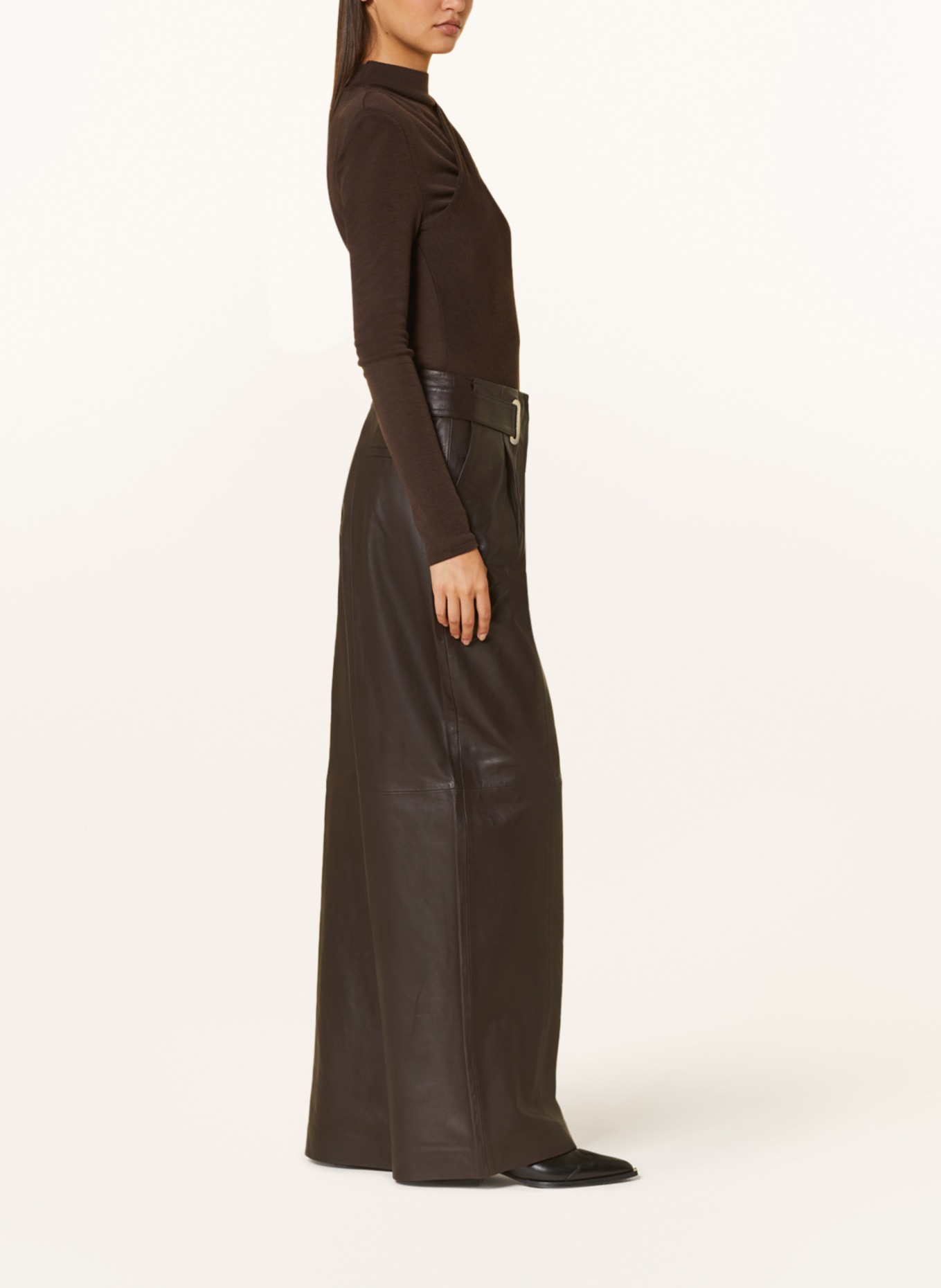 REMAIN Leather trousers, Color: DARK BROWN (Image 4)