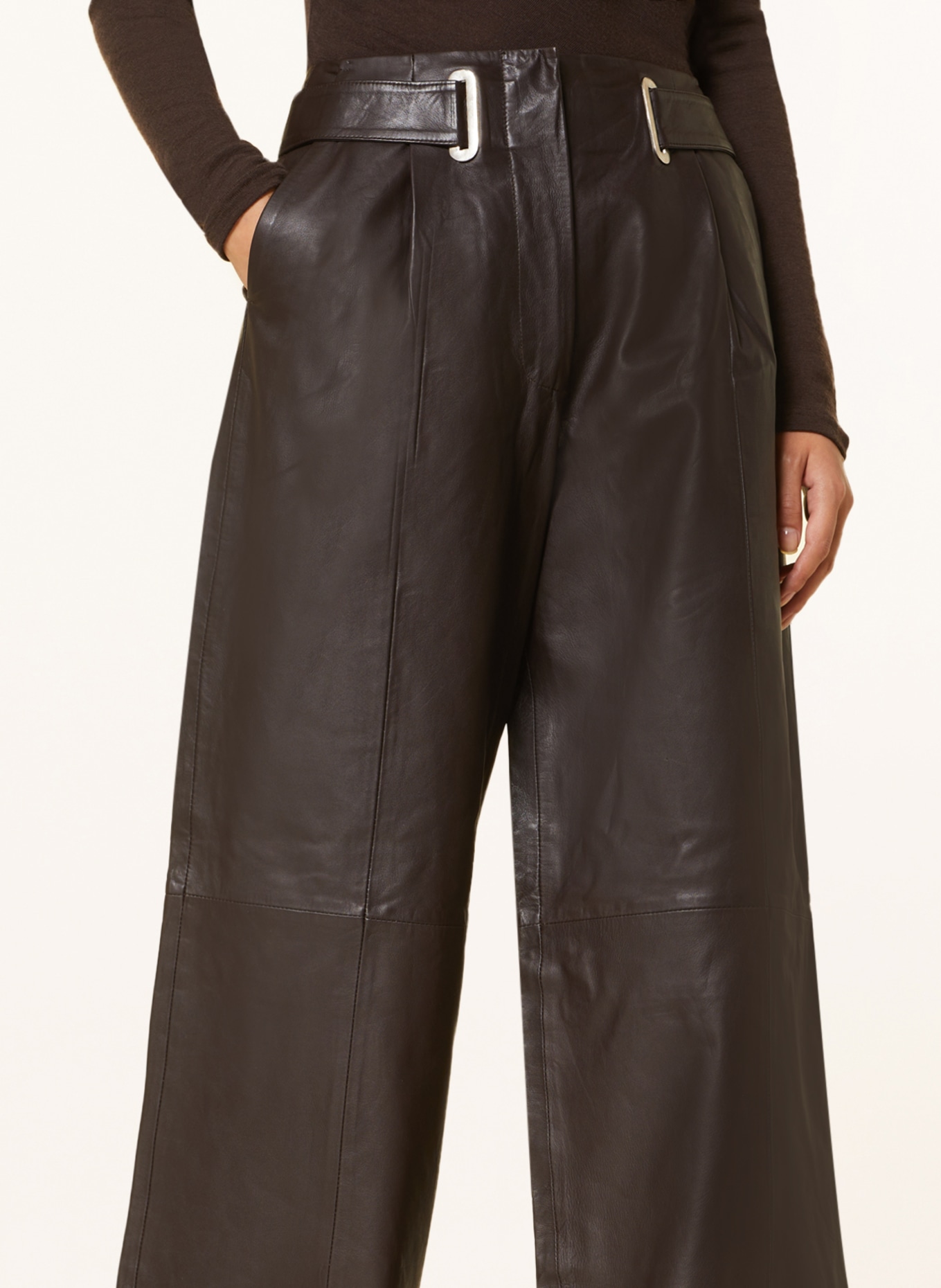 REMAIN Leather trousers, Color: DARK BROWN (Image 5)