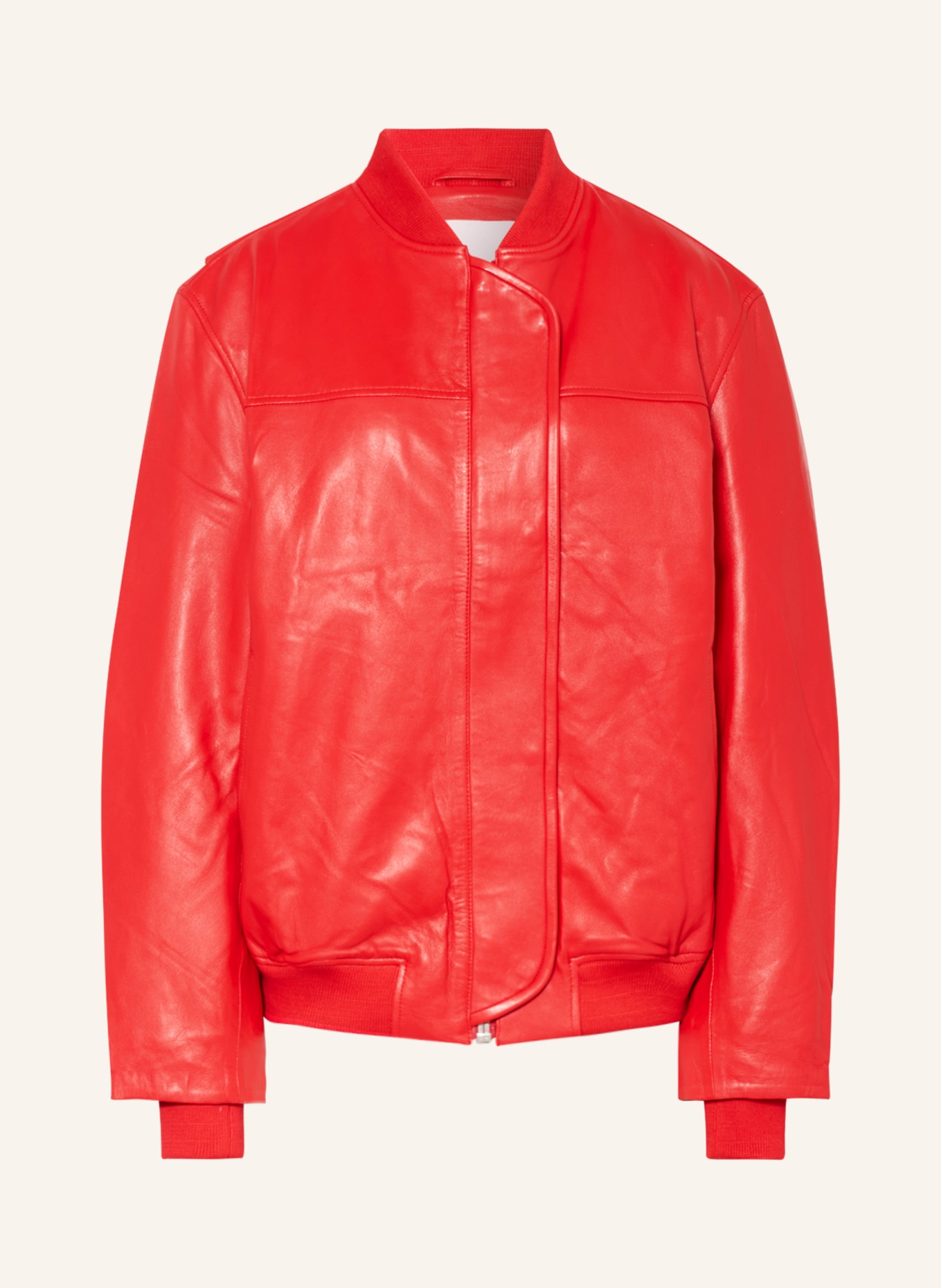 REMAIN Leather bomber jacket, Color: RED (Image 1)