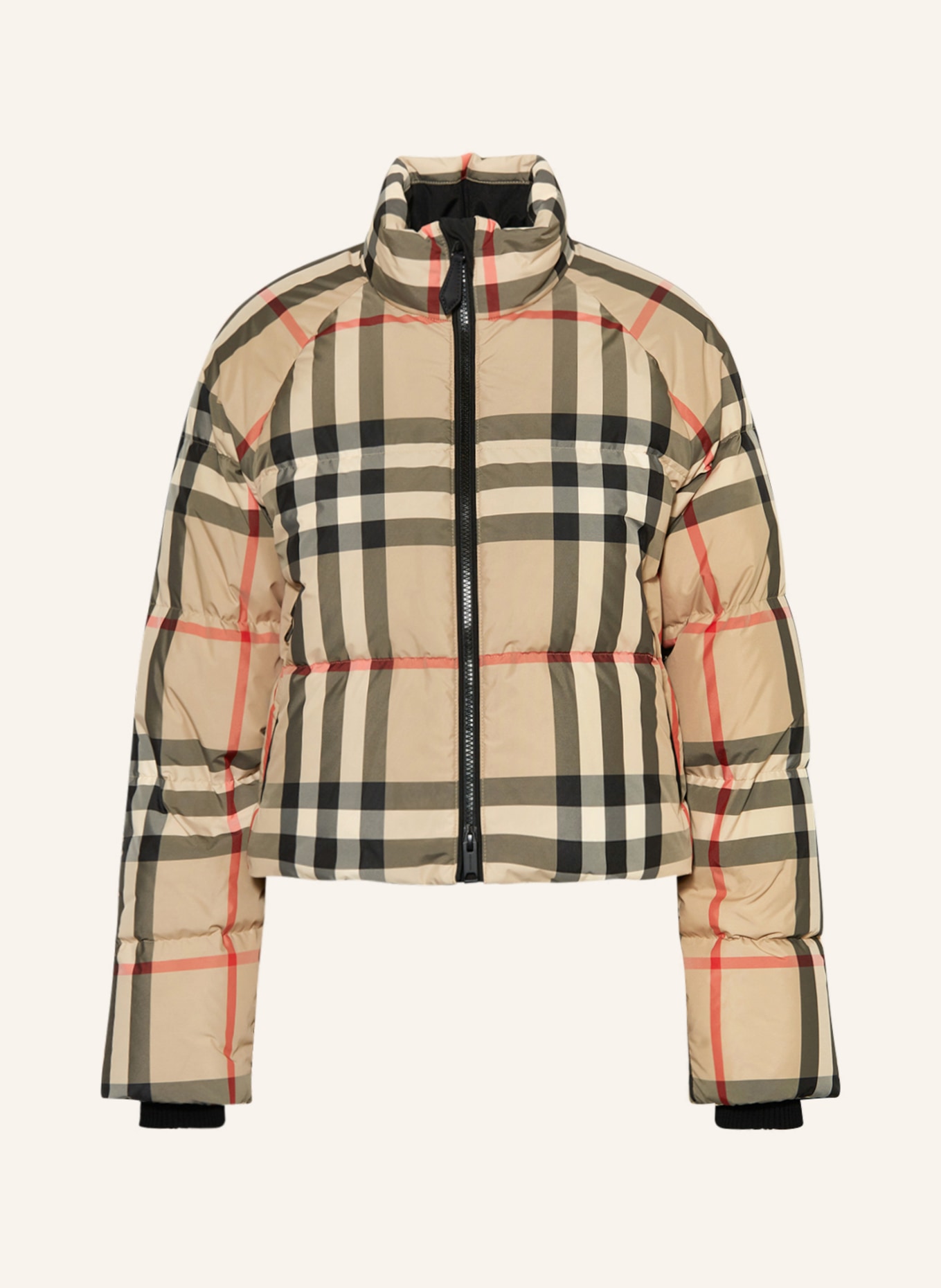 BURBERRY Cropped down jacket, Color: CAMEL/ RED/ BLACK (Image 1)