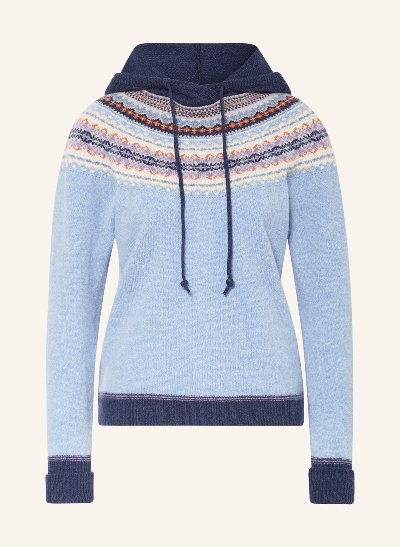 ERIBÉ Knit hoodie, Color: LIGHT BLUE/ BLUE/ ORANGE (Image 1)