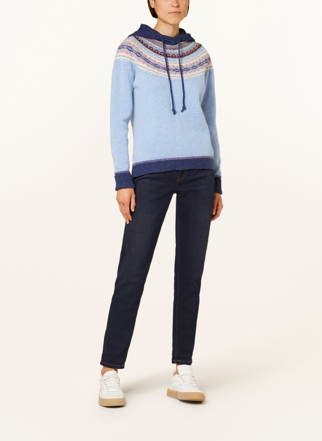 ERIBÉ Knit hoodie, Color: LIGHT BLUE/ BLUE/ ORANGE (Image 2)